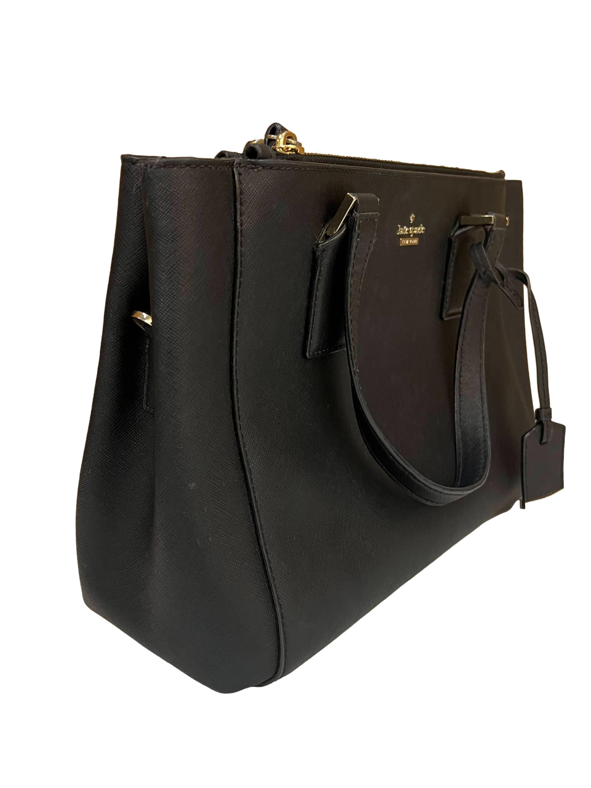 Black Leather Two Way Tote Bag CSN