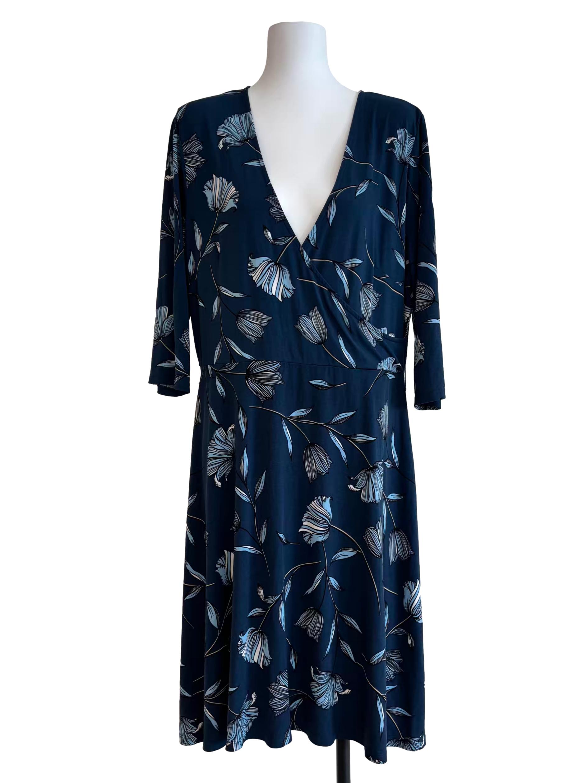 Geo Border Blue Perfect Wrap Dress CSN