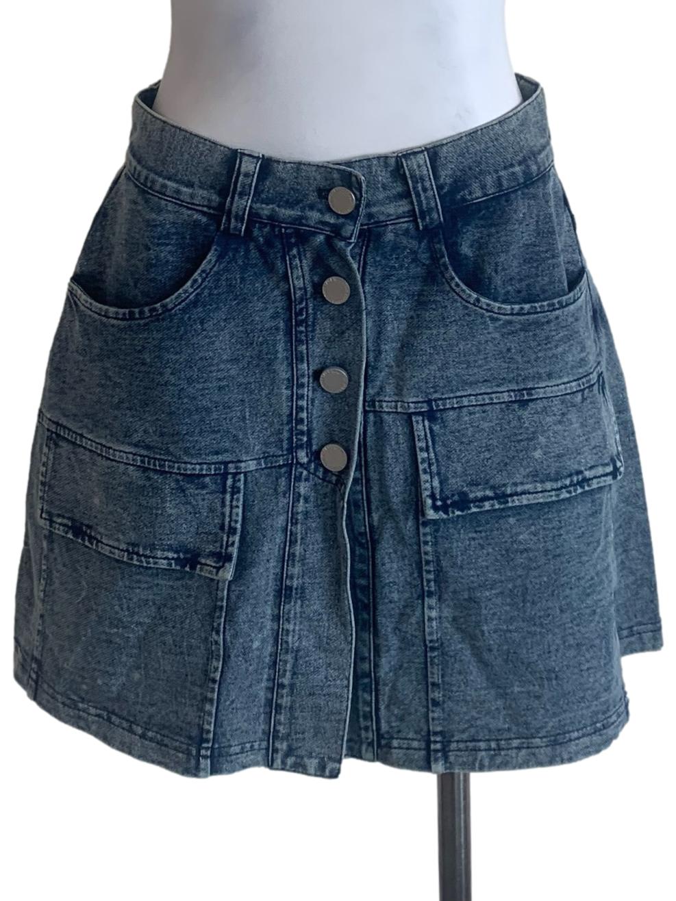 Denim Blue Buttoned Skorts