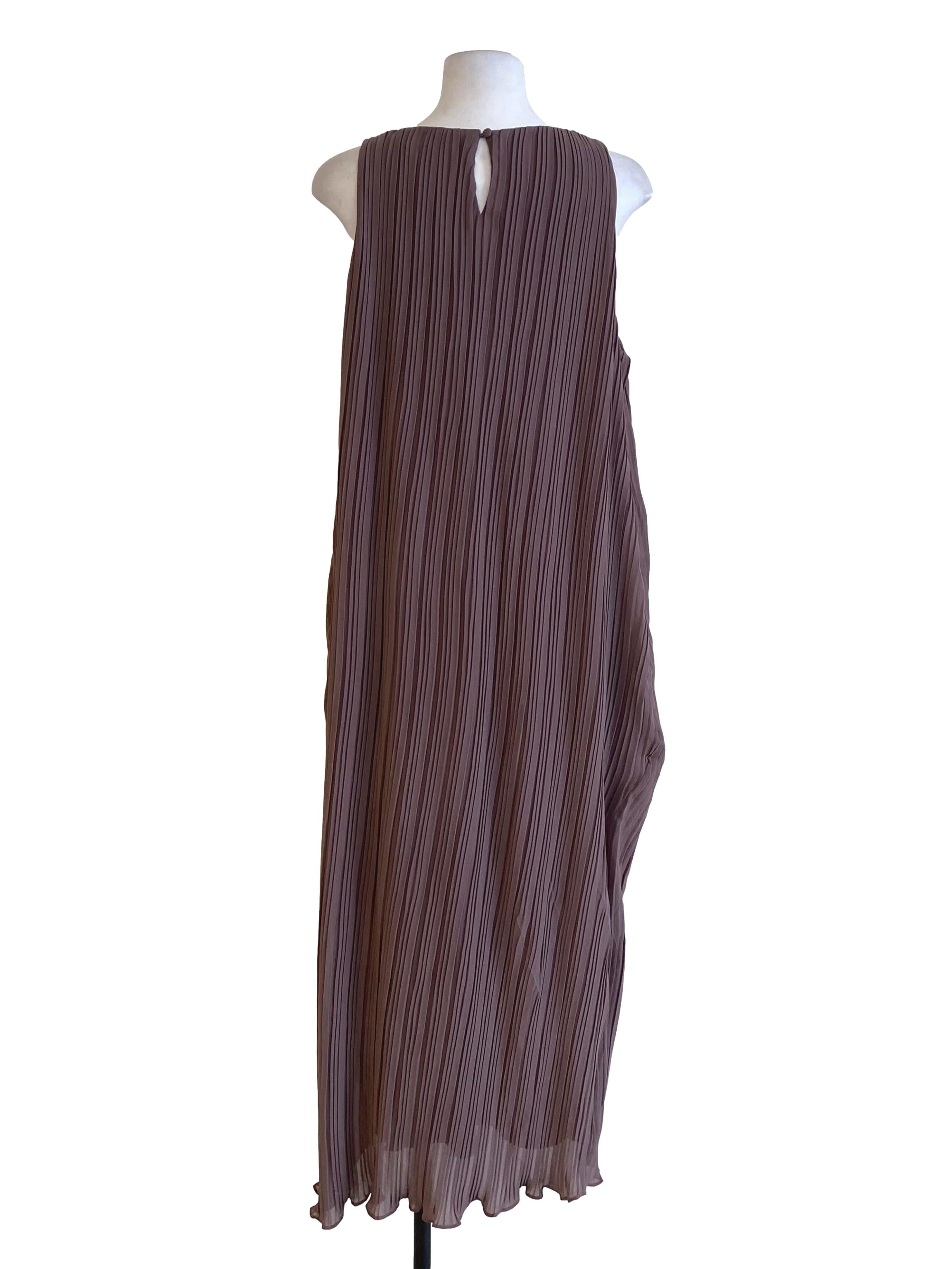 Peanut Brown Pleated Babydoll Dress