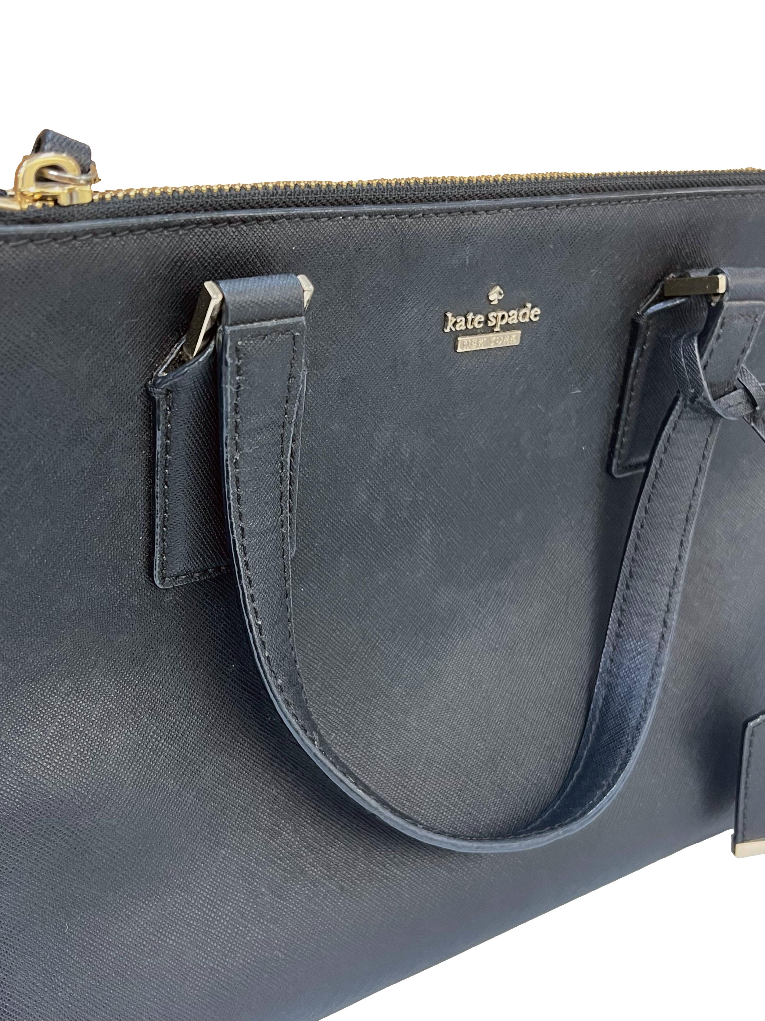 Black Leather Two Way Tote Bag CSN