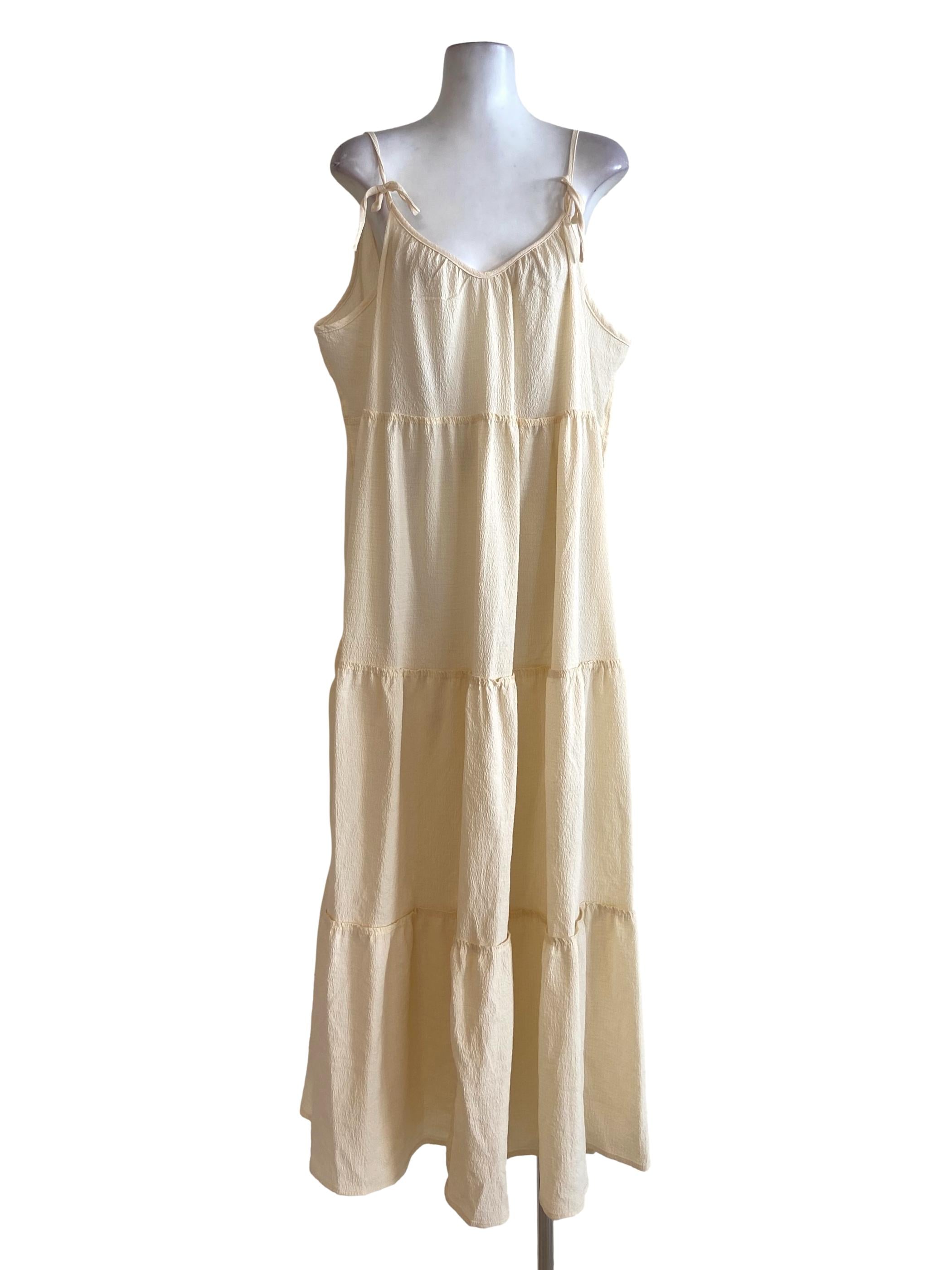 Egg Shell Sleeveless Tweed Layered Dress