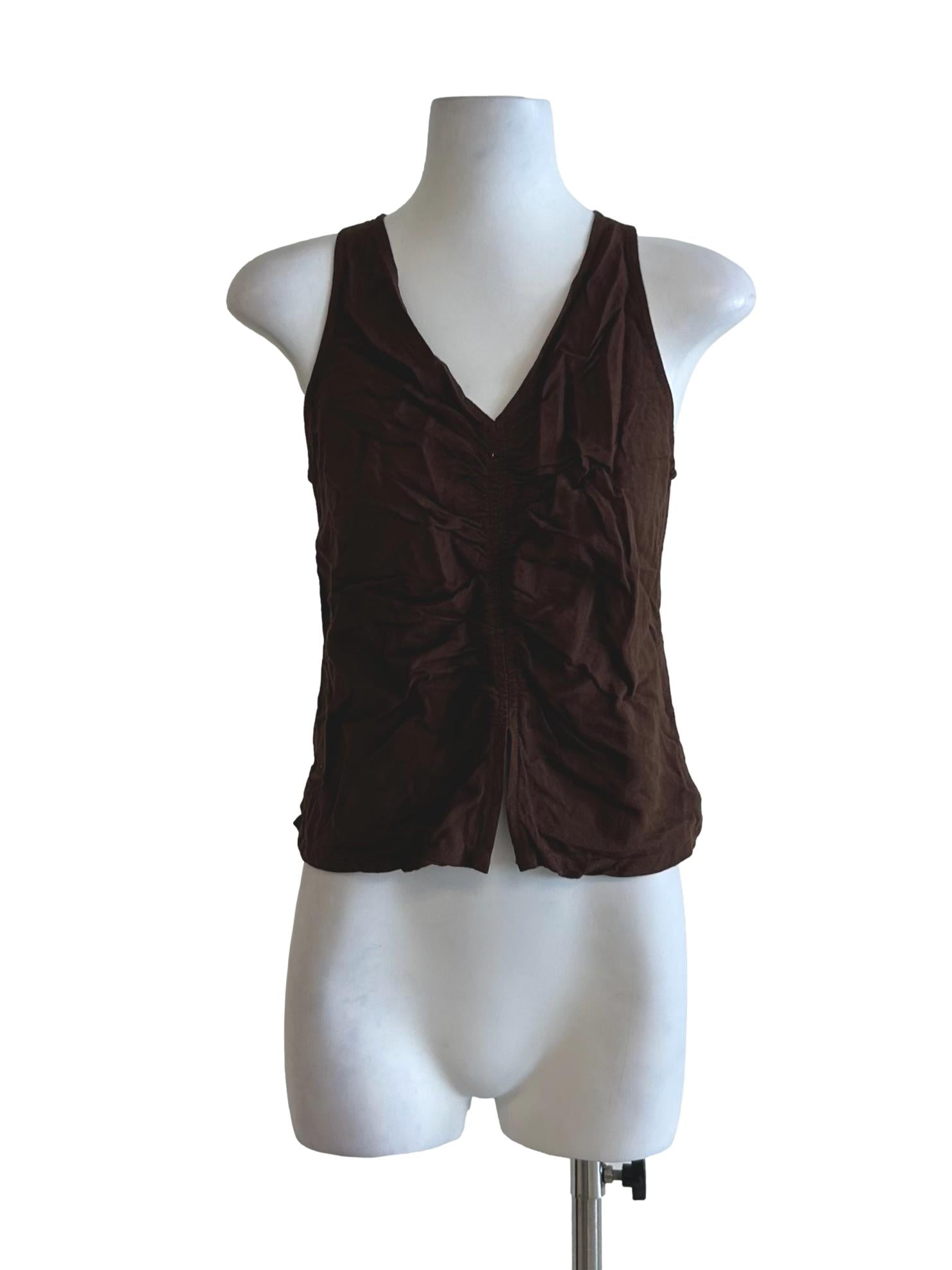 Pecan Brown V-Neckline Top