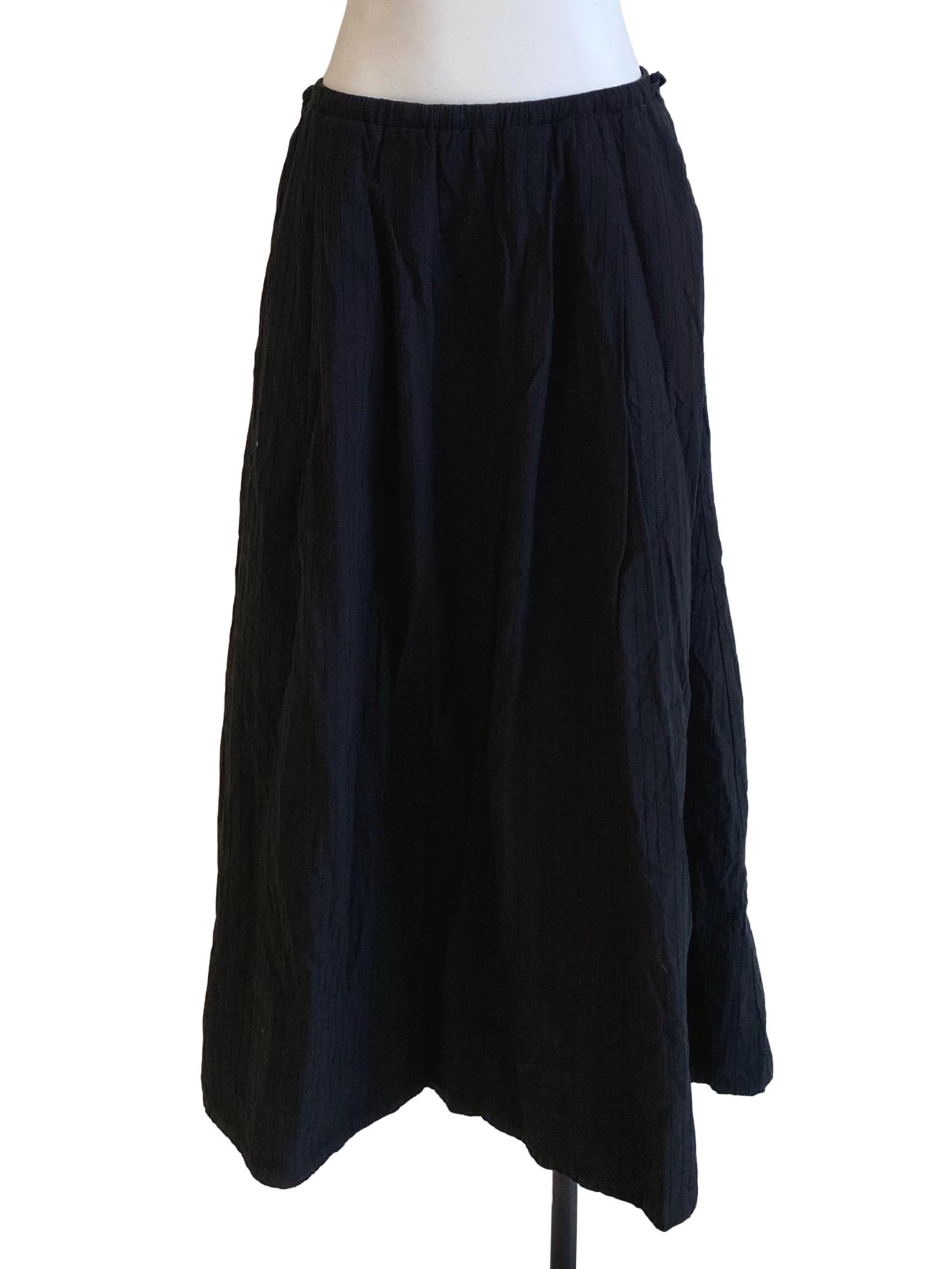 Crow Black Cotton Linen Skirt TWL
