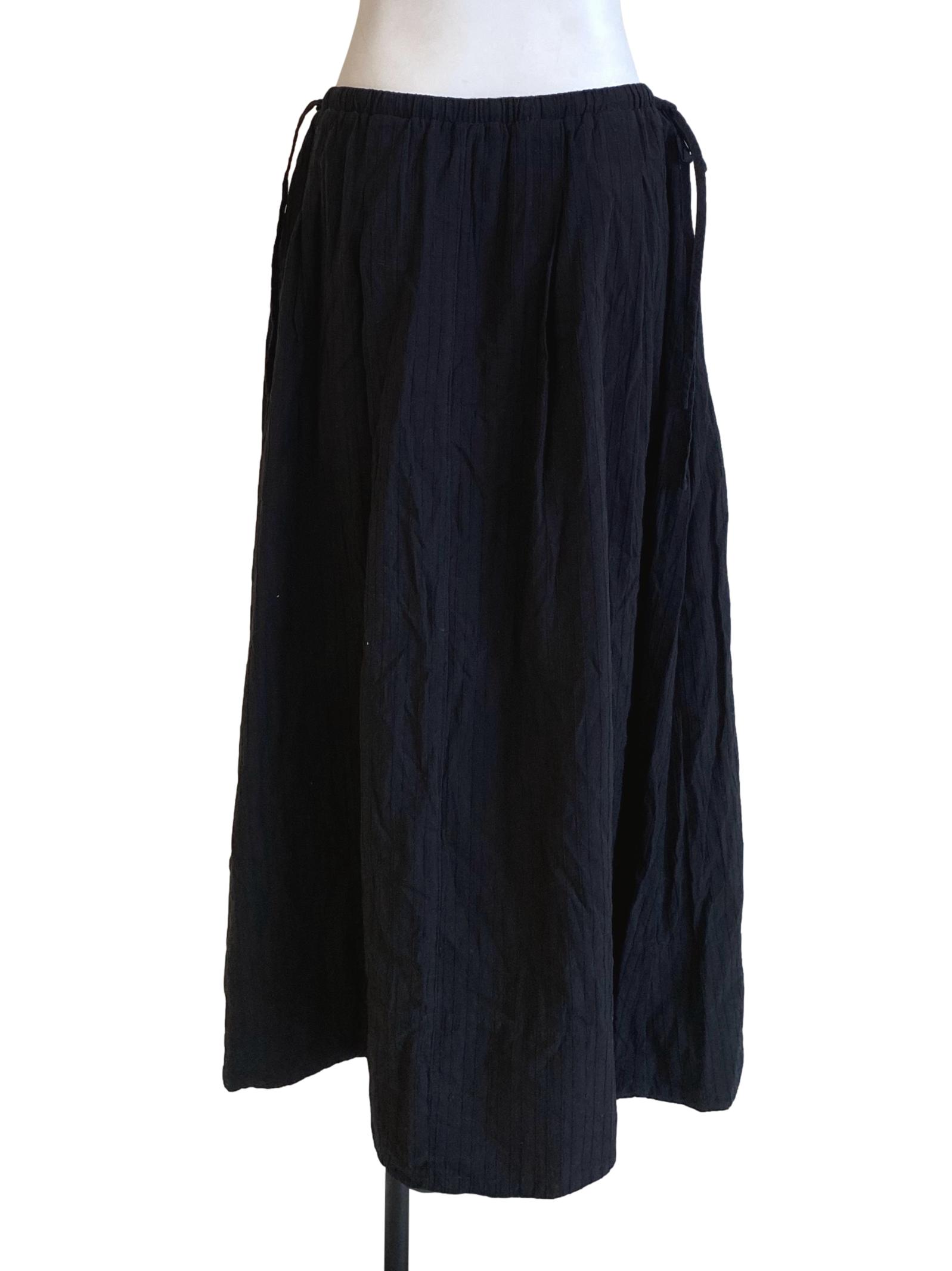 Crow Black Cotton Linen Skirt TWL
