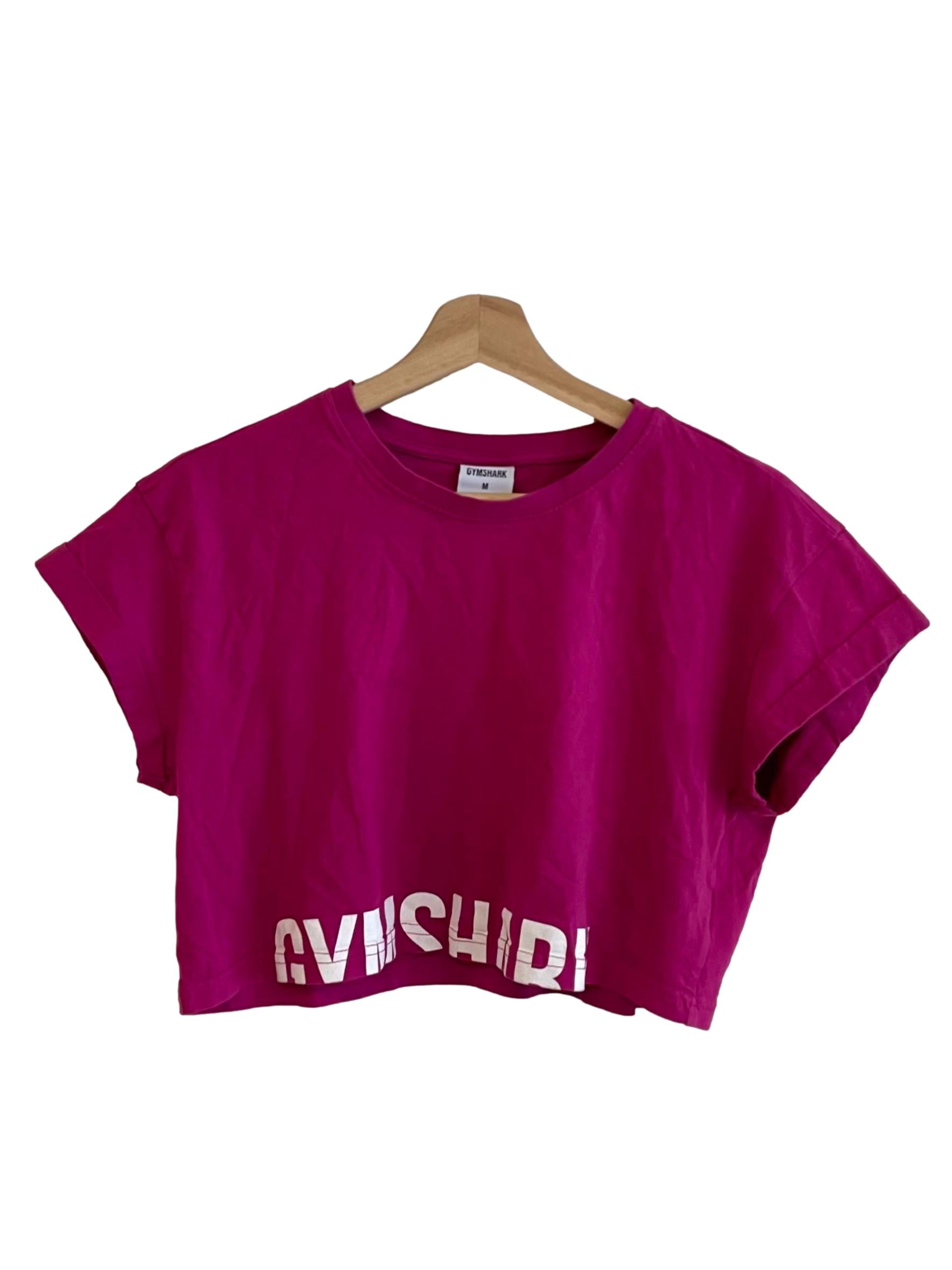 Magenta Pink Text Crop Tee