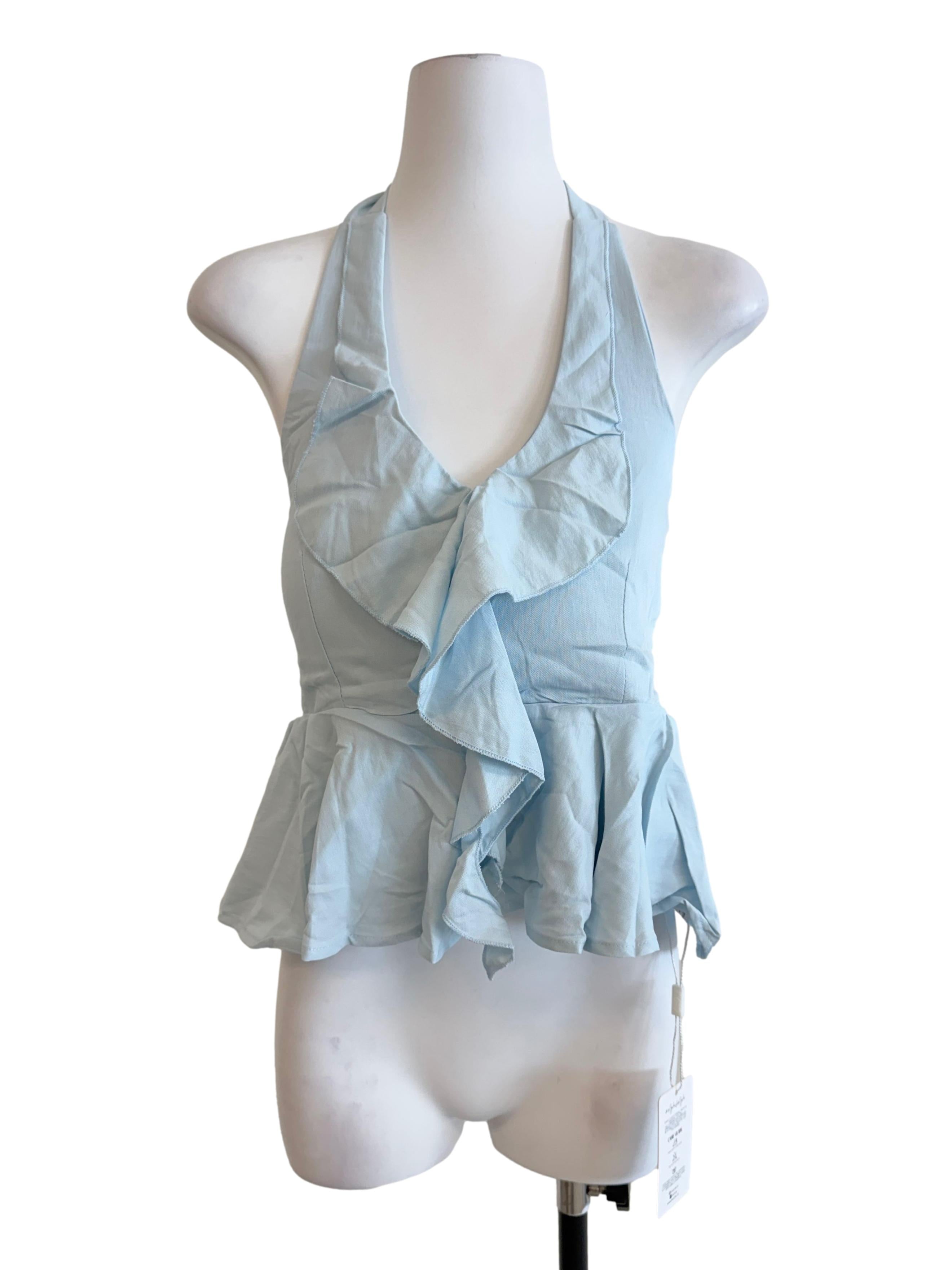 Sky Blue Halter Neck Top