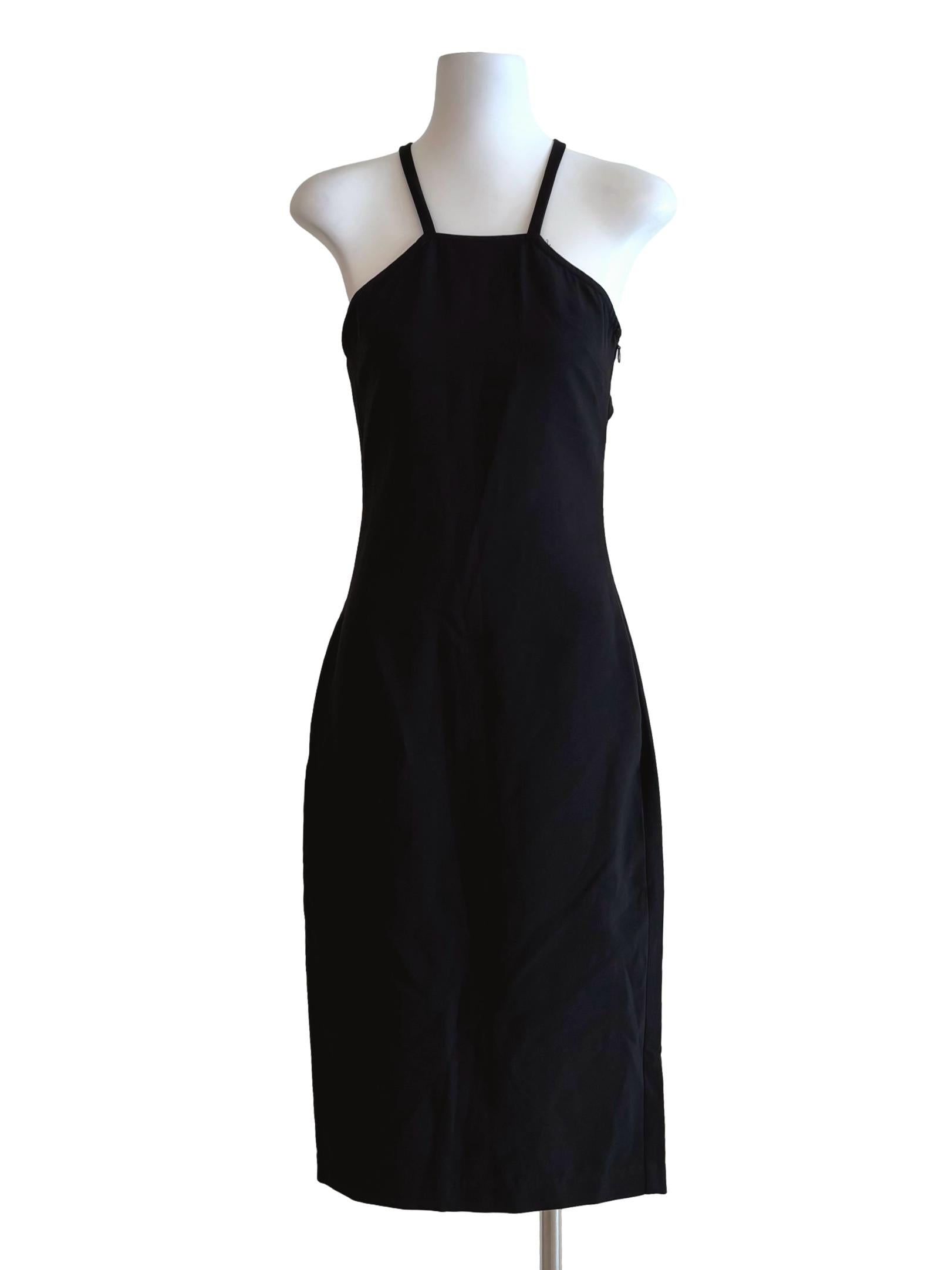 Black Apron Neck Pencil Dress