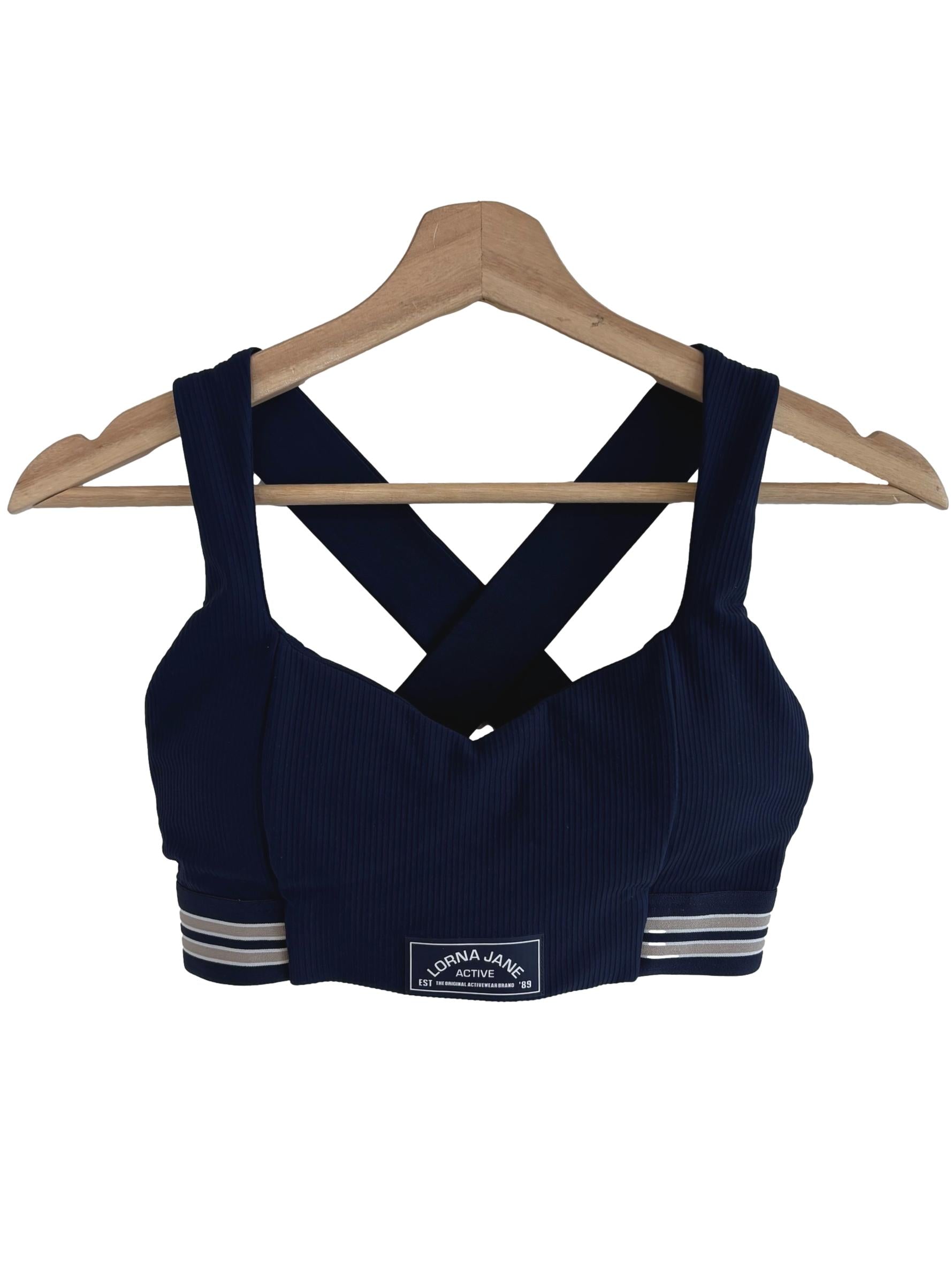 Navy Blue Cross Back Sports Bra