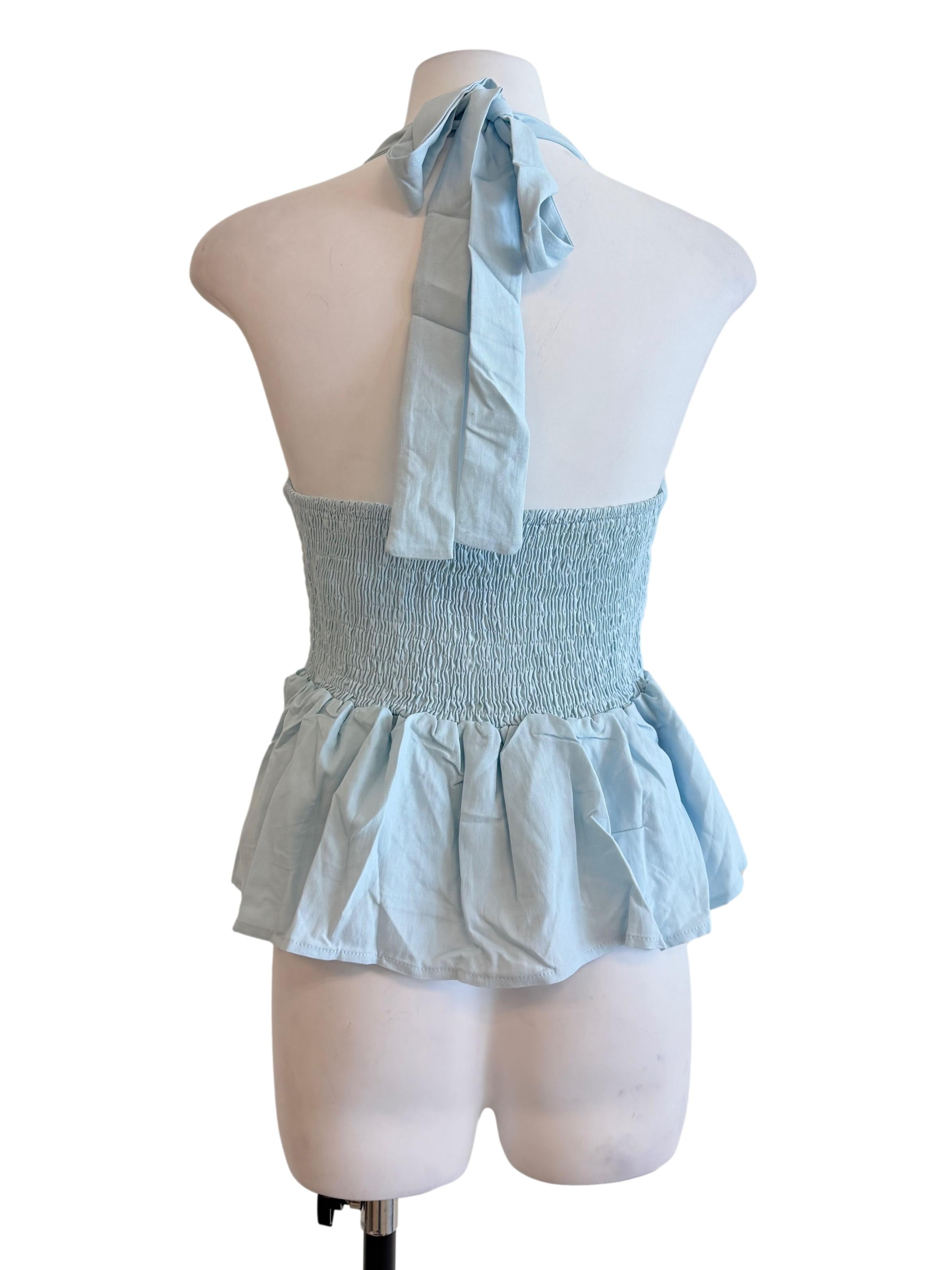 Sky Blue Halter Neck Top