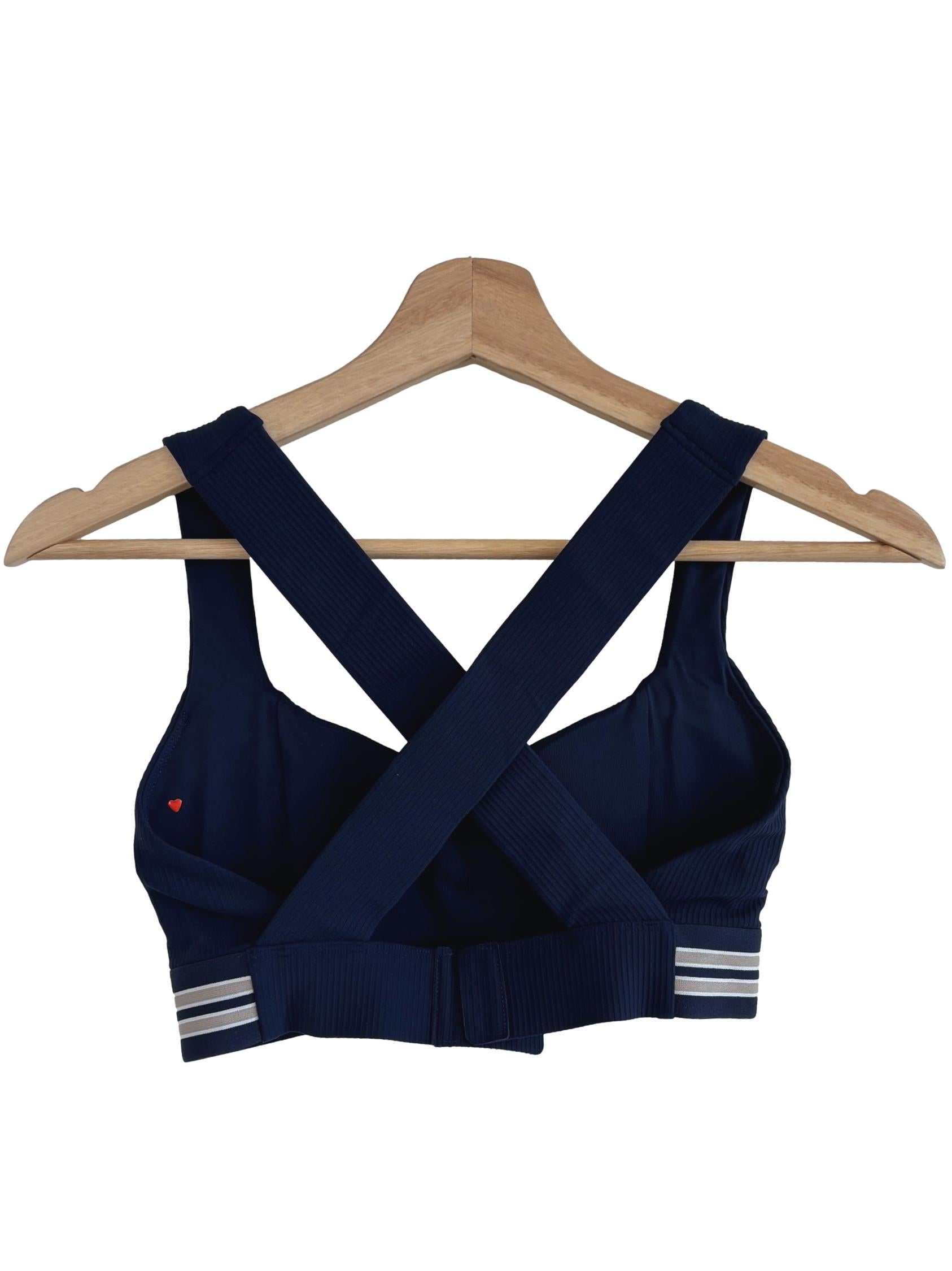 Navy Blue Cross Back Sports Bra
