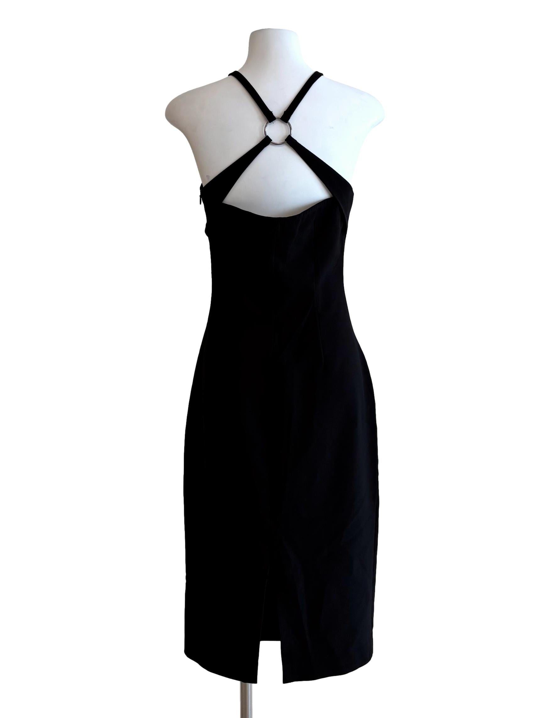 Black Apron Neck Pencil Dress