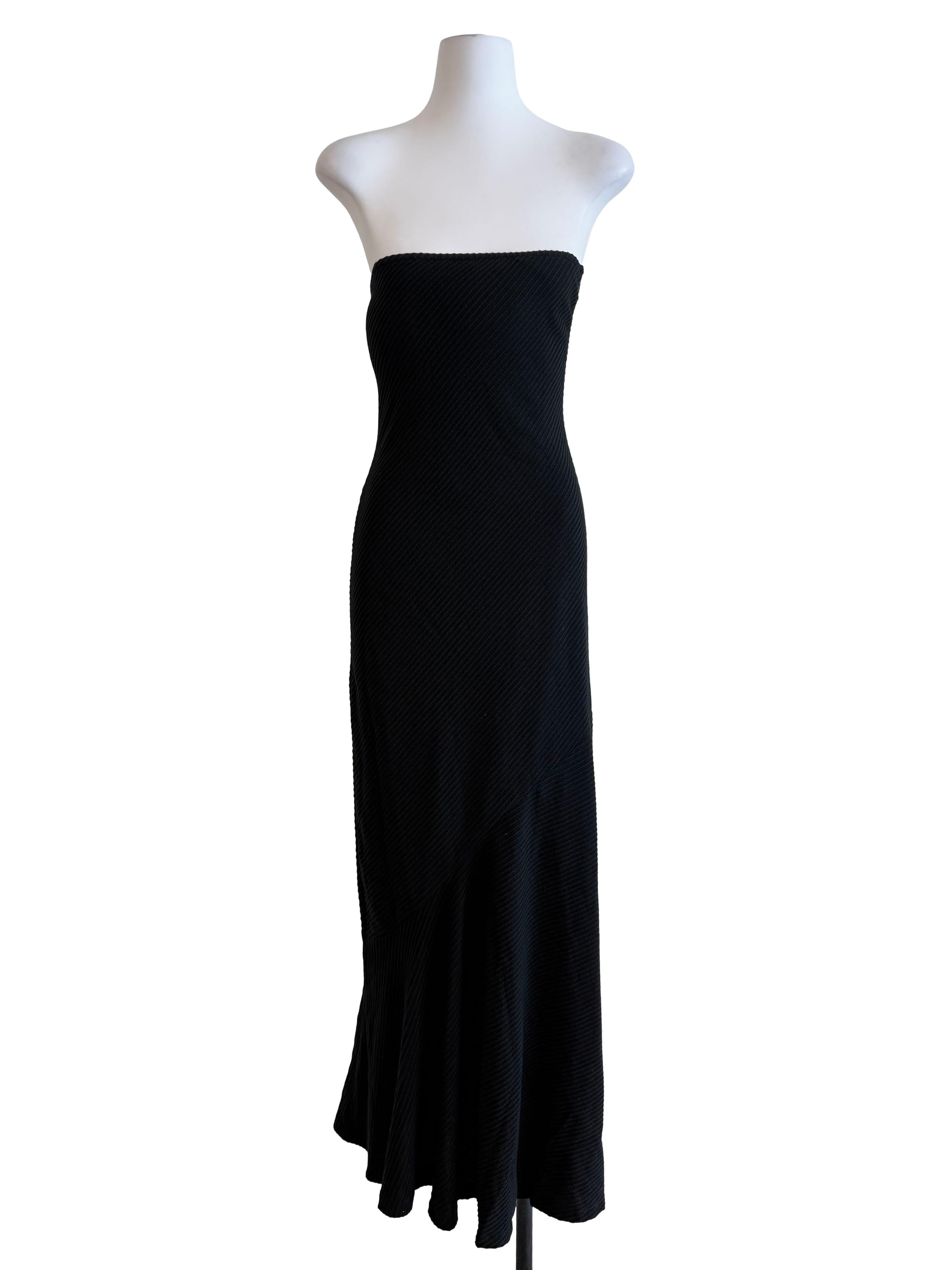 Black Strapless Slip Dress