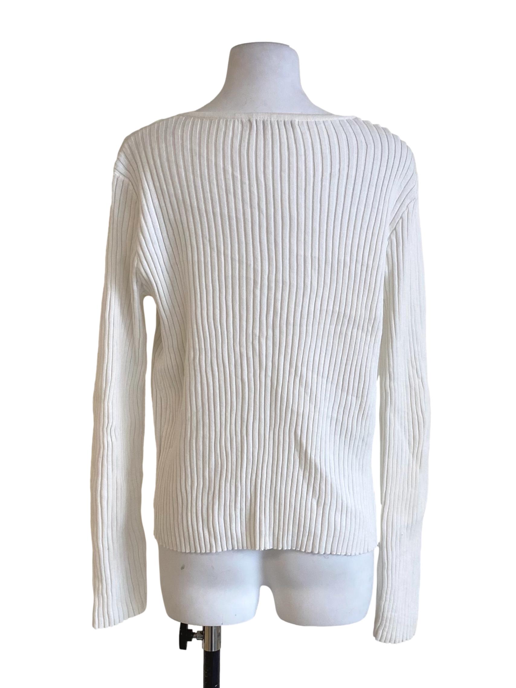 Chiffon White Pleated V-Neck Cardigan
