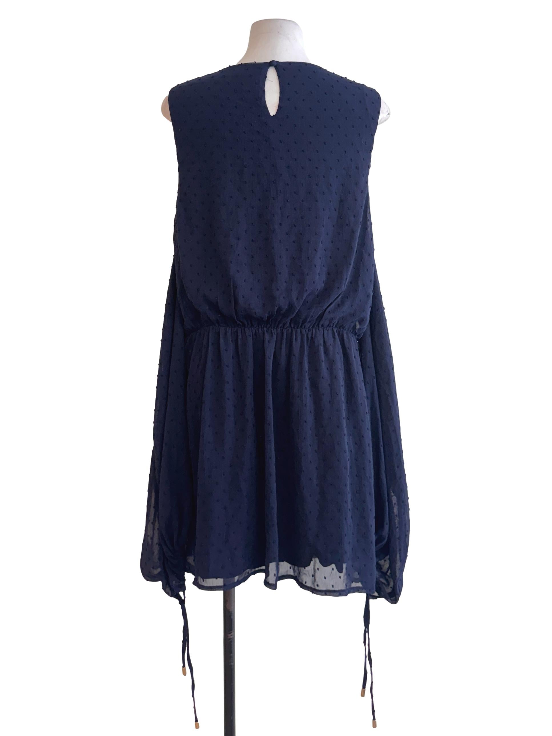 Navy Blue Textured Flowy Dress
