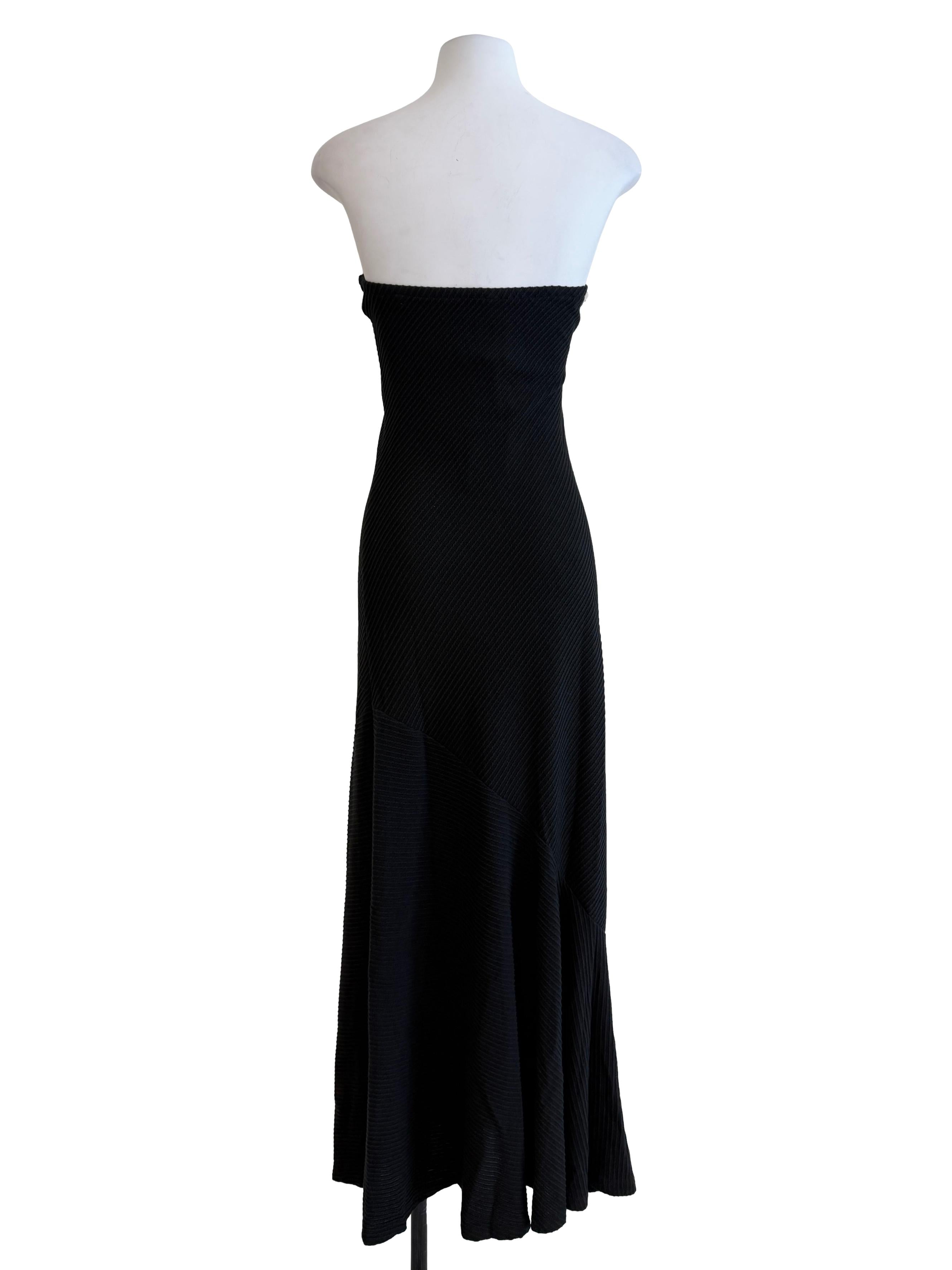 Black Strapless Slip Dress
