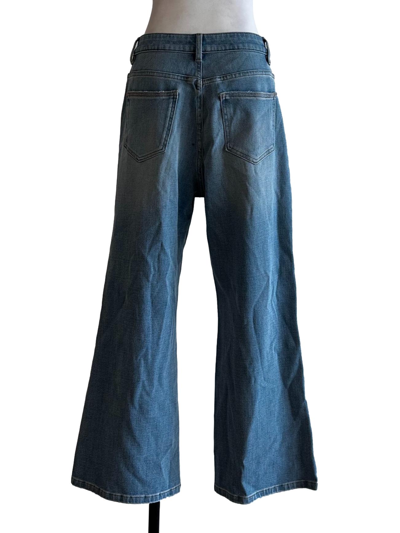 Light Blue Denim Wide Leg Jeans