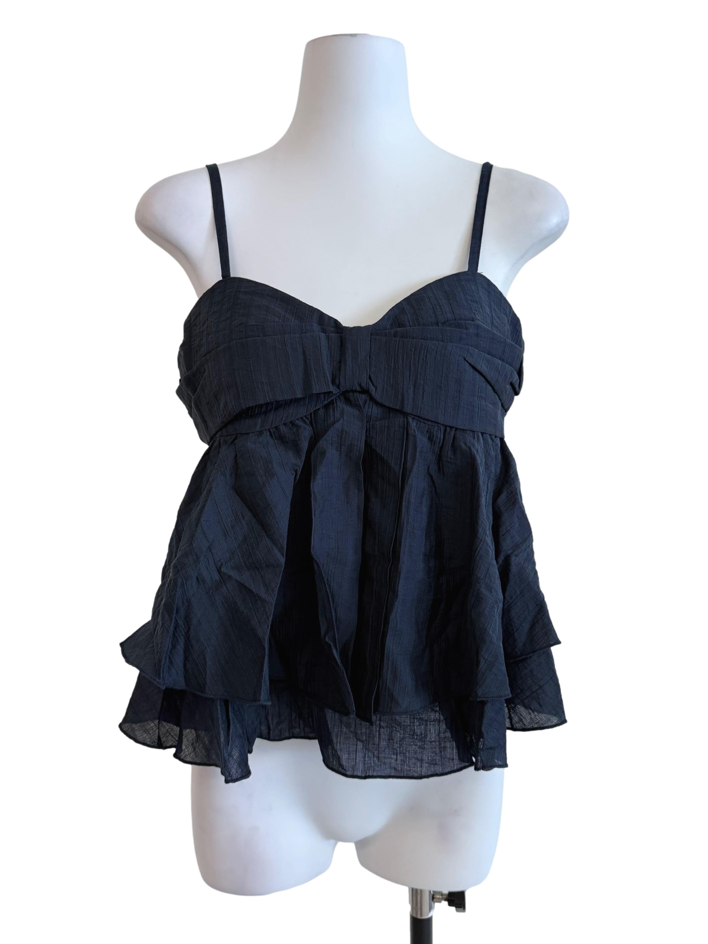 Navy Blue Sweetheart Neck Top