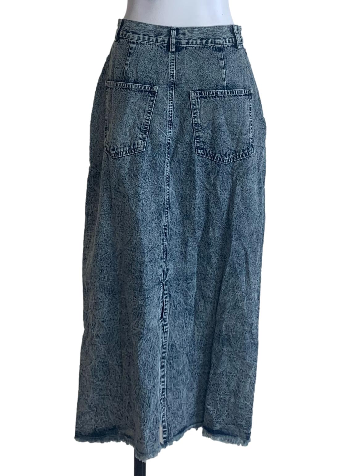 Washed Denim Blue Slit Skirt
