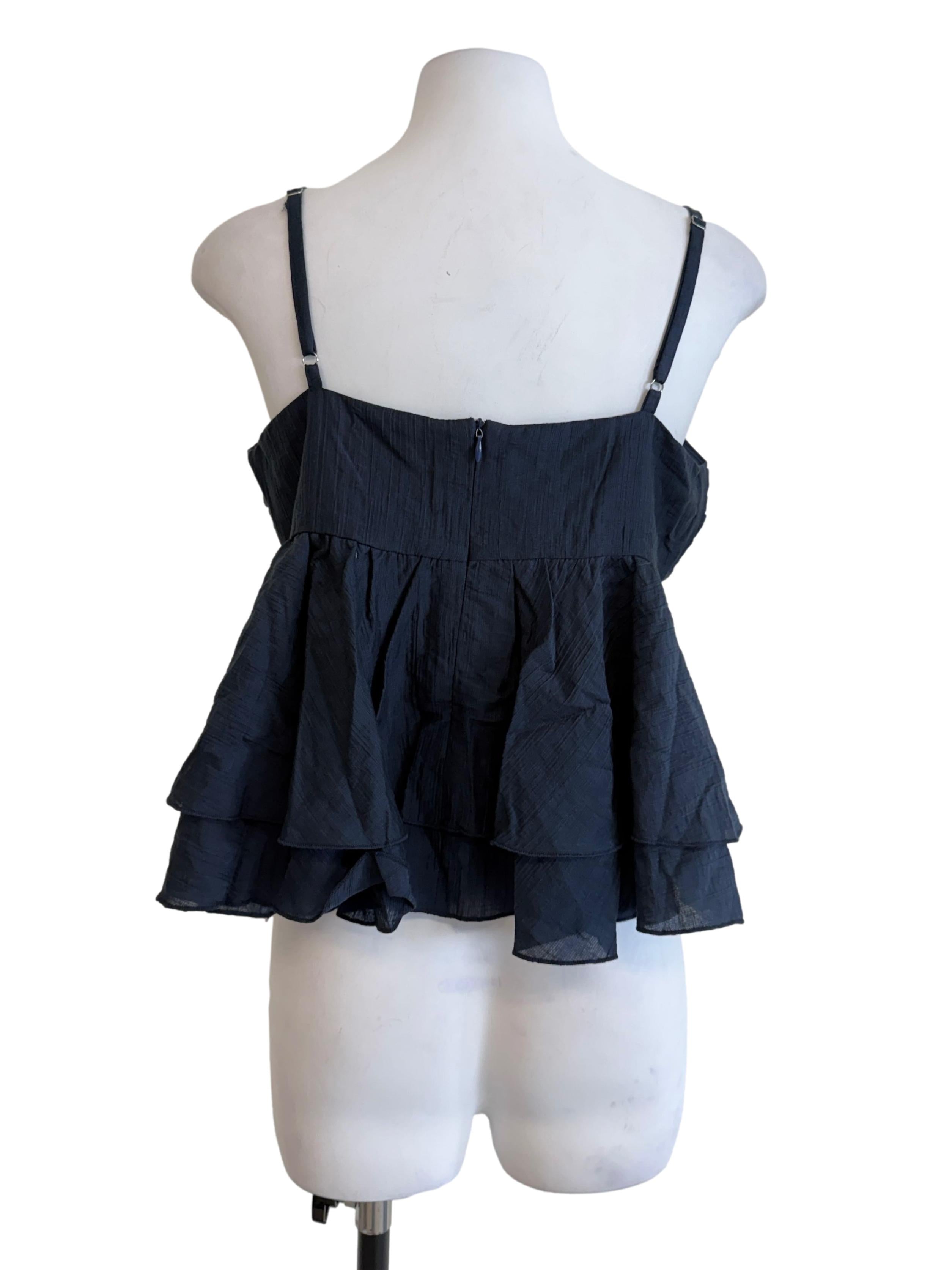 Navy Blue Sweetheart Neck Top