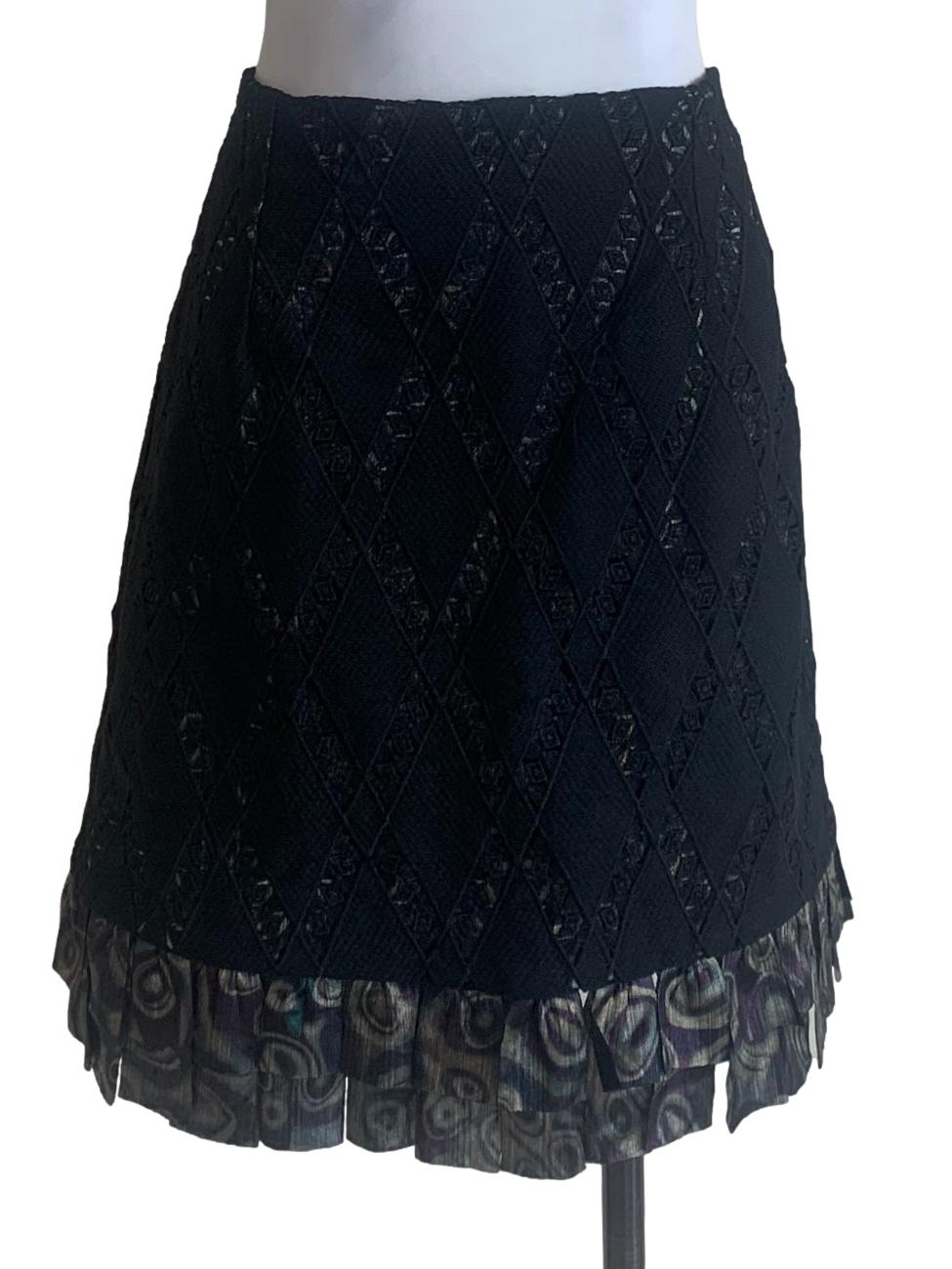 Oil Black Pattern Bias Skirt
