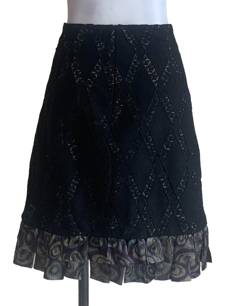 Oil Black Pattern Bias Skirt