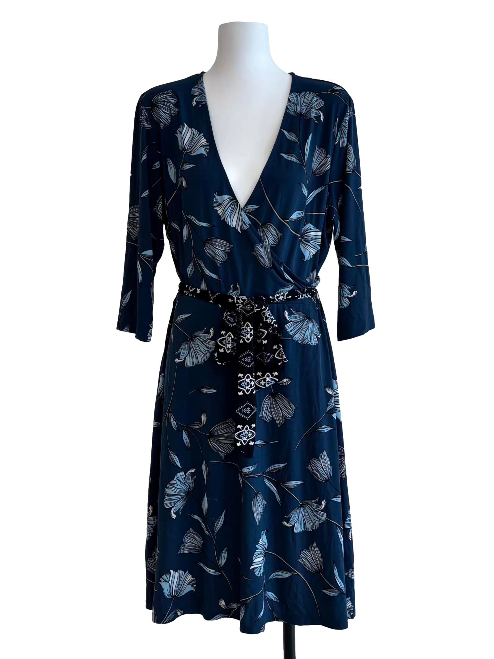 Blue Geo Border Perfect Wrap Dress CSN