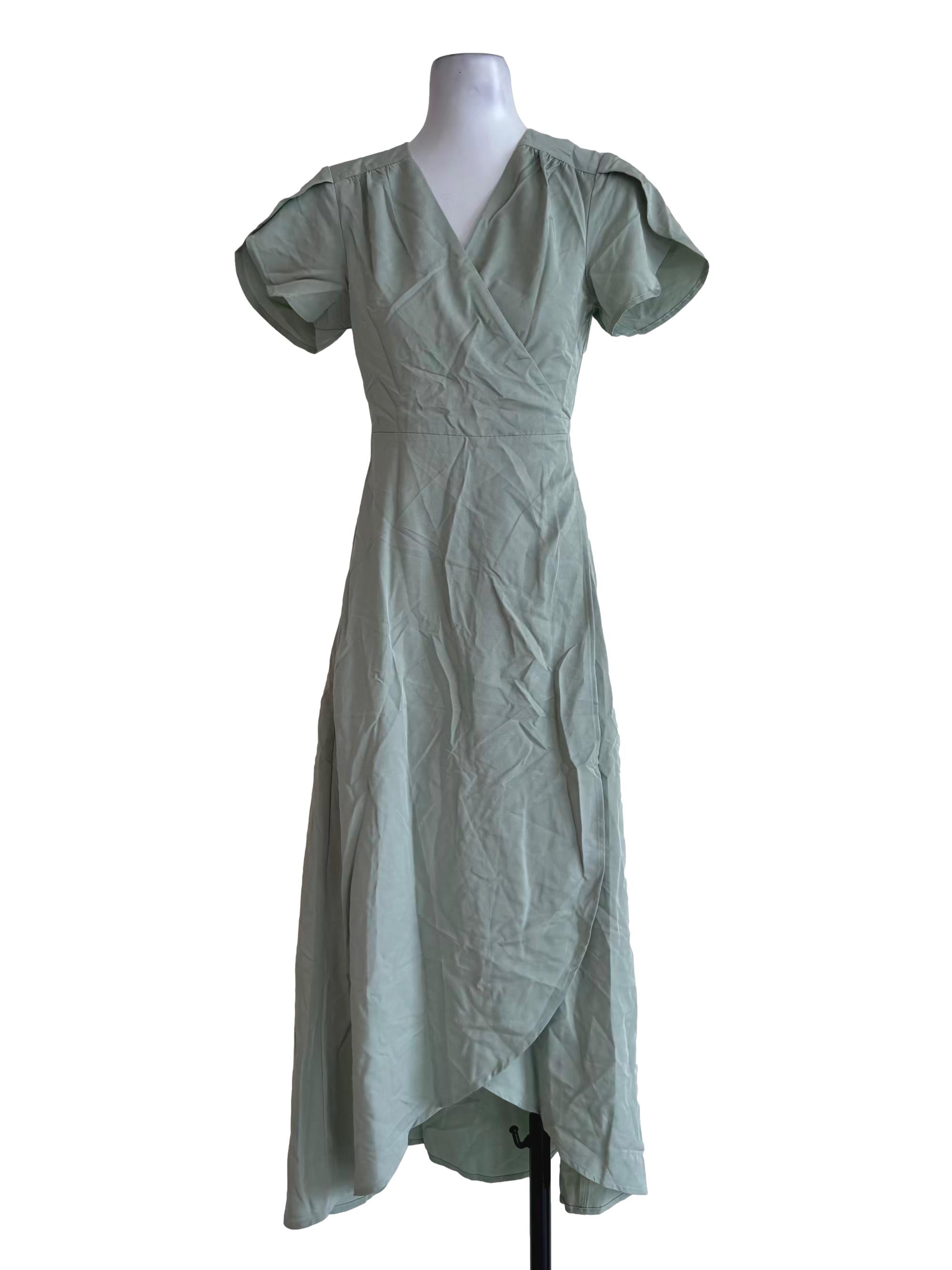 Laurel Green Overlap Wrap Dress