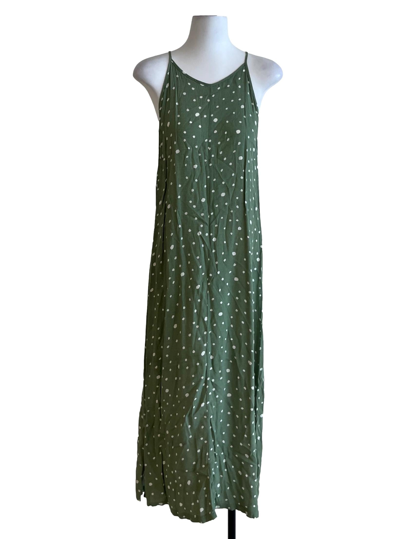 Olive Green Polka Dot Shift Dress