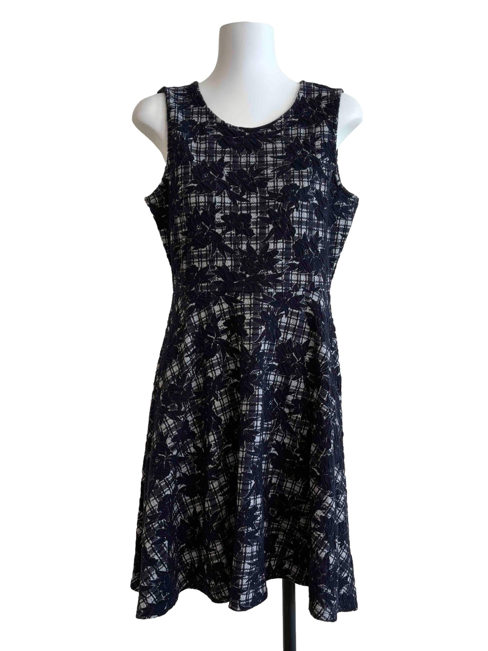 Blue Black Patterned Panel Dress CSN