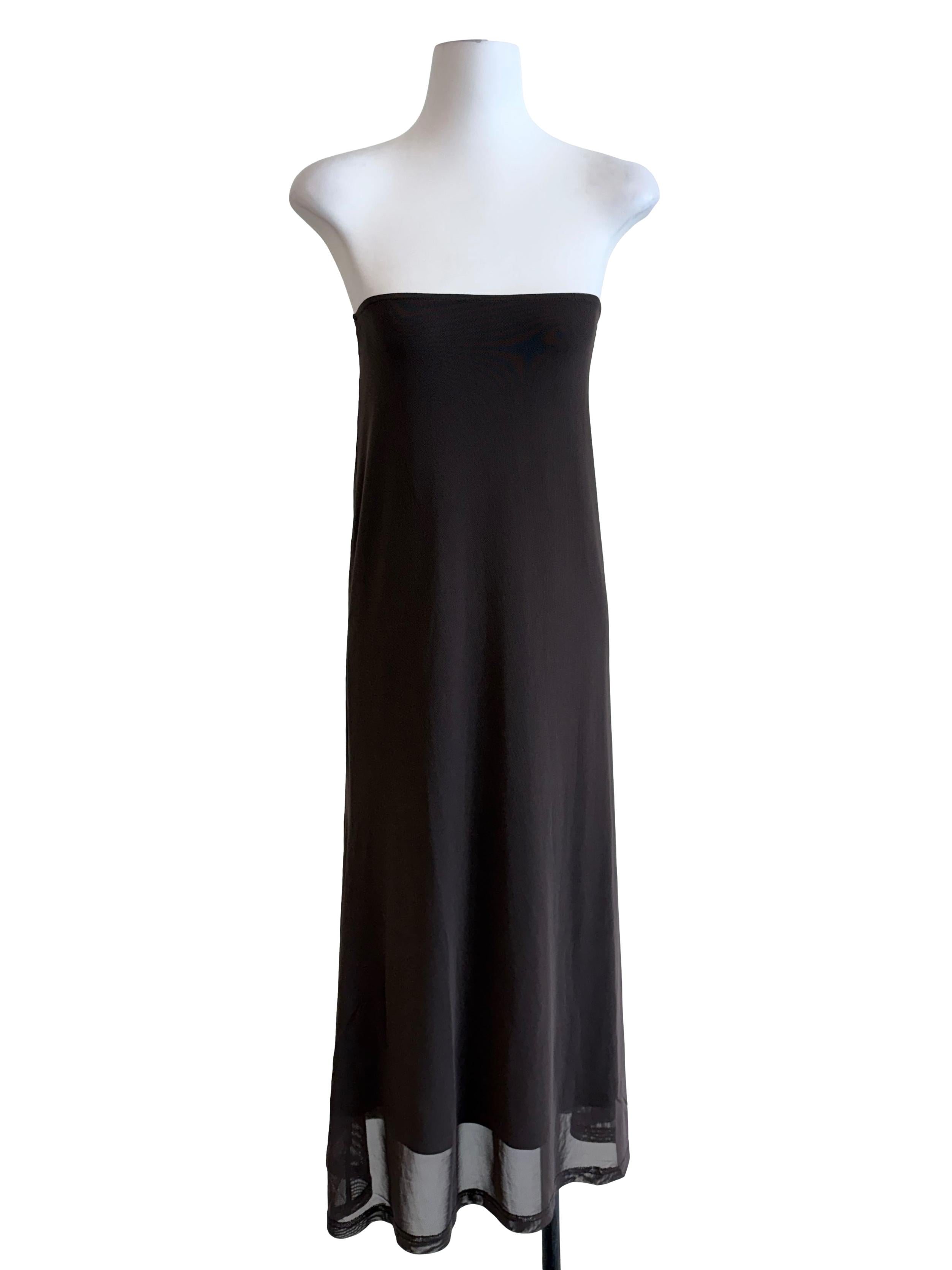 Dark Brown Strapless Slip Dress