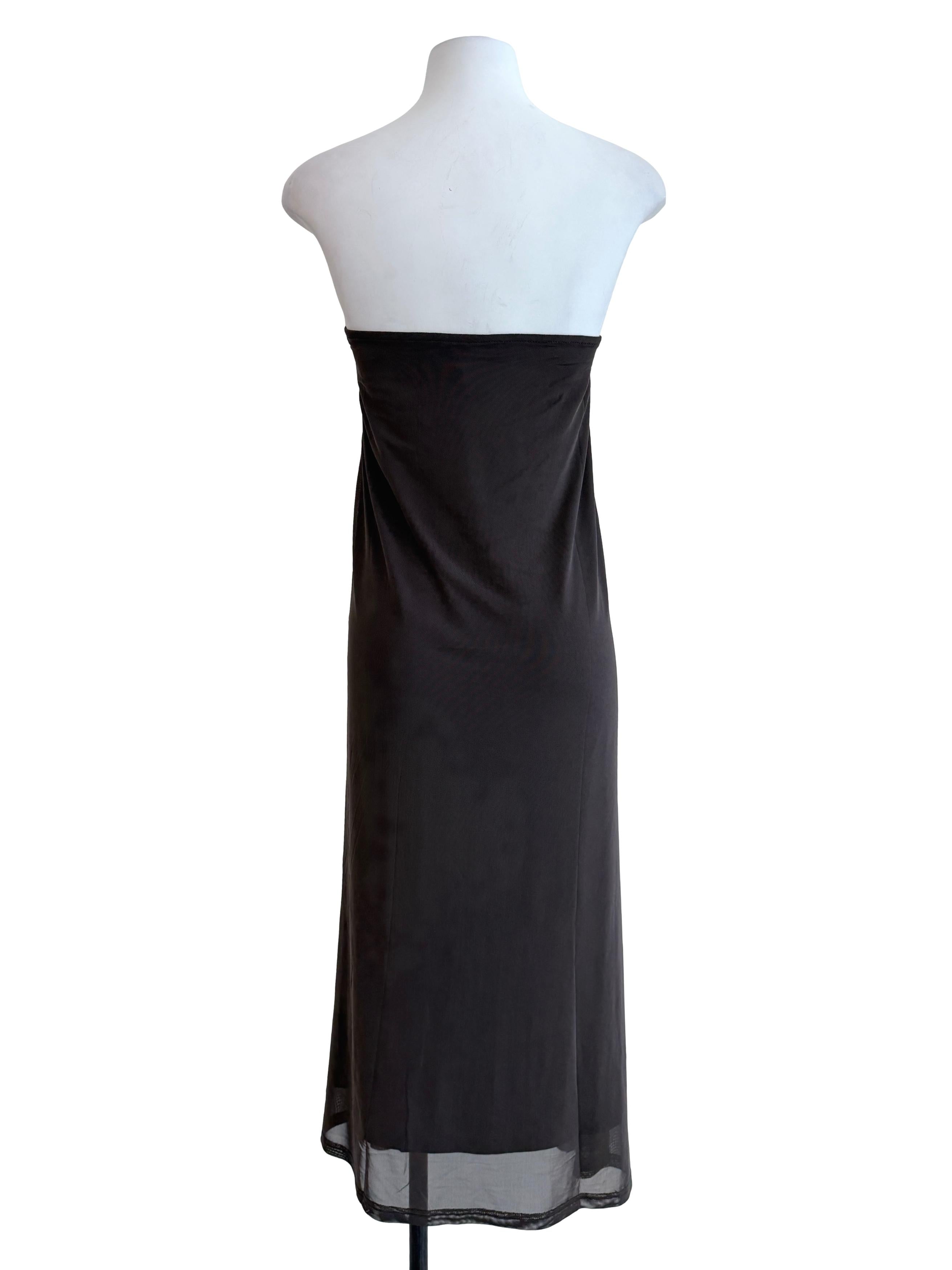 Dark Brown Strapless Slip Dress