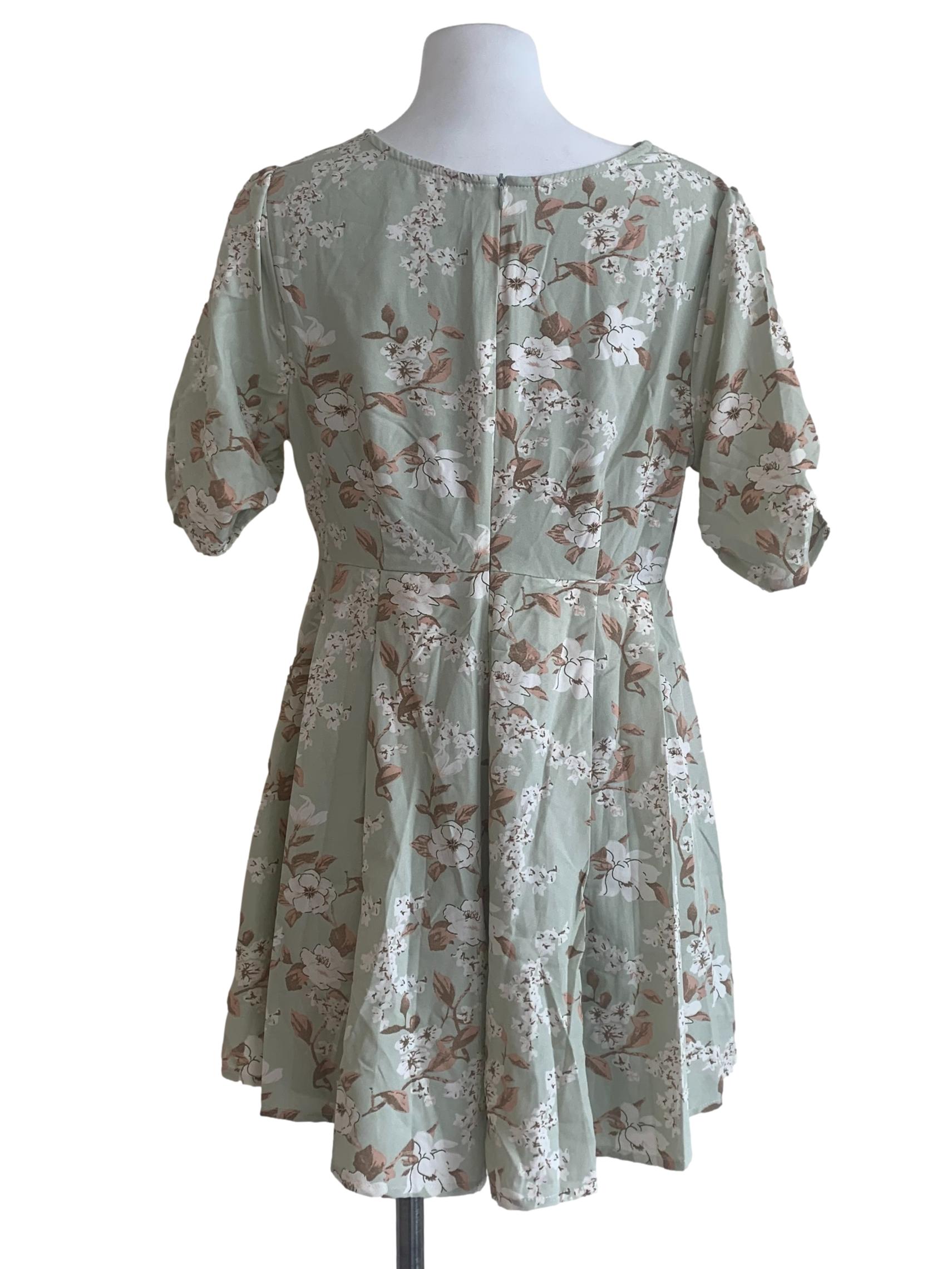 Sage Green Floral Empire Romper
