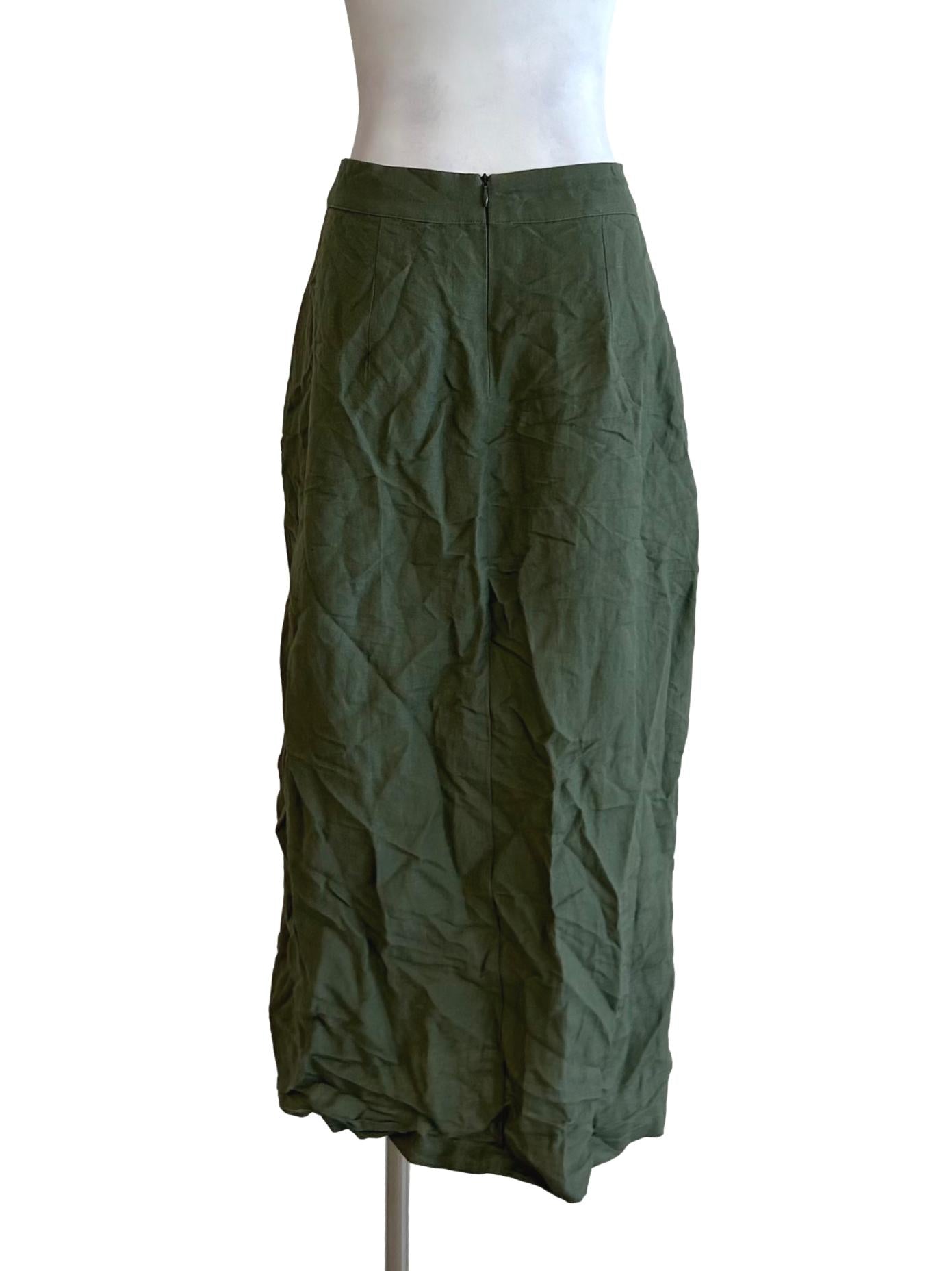 Pickle Green Slit Skirt