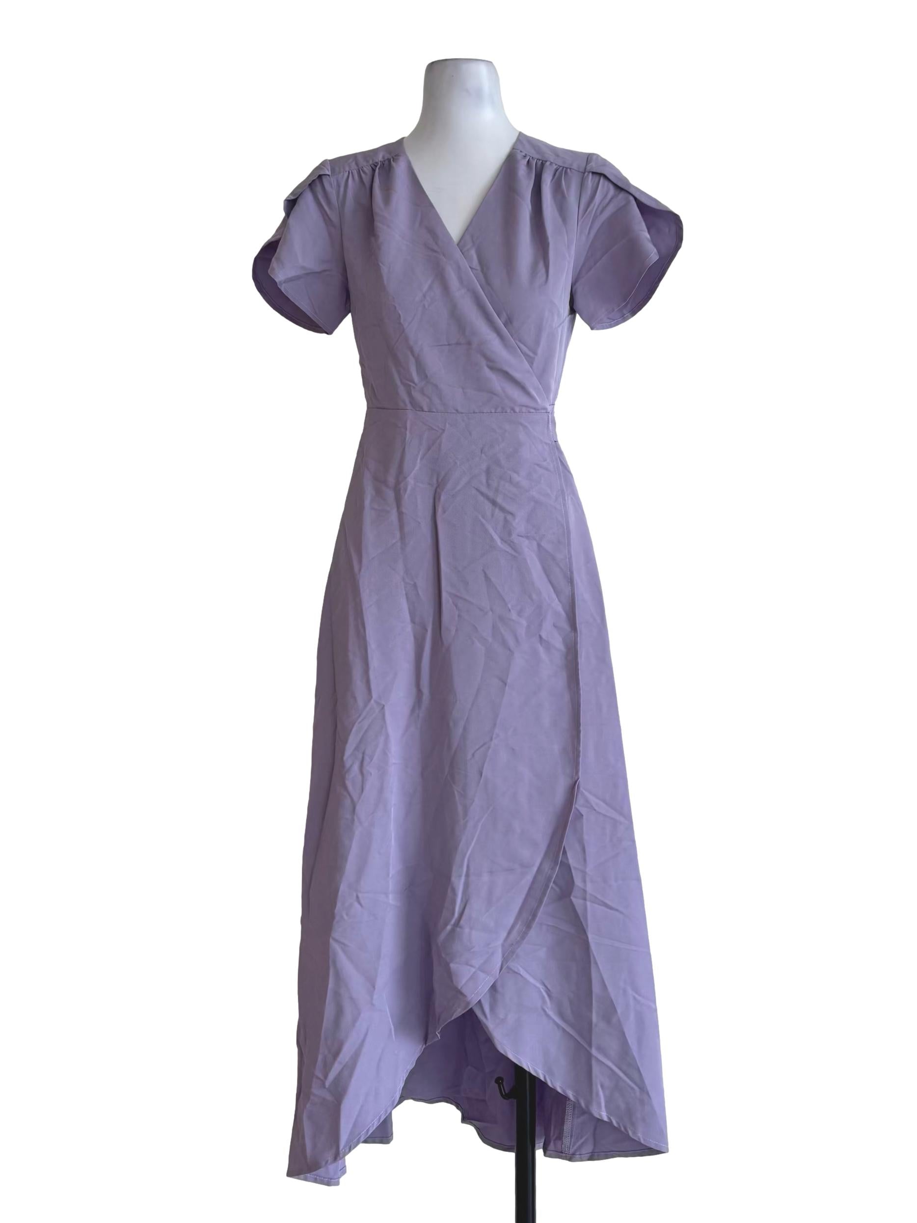Lavender Overlap Wrap Dress