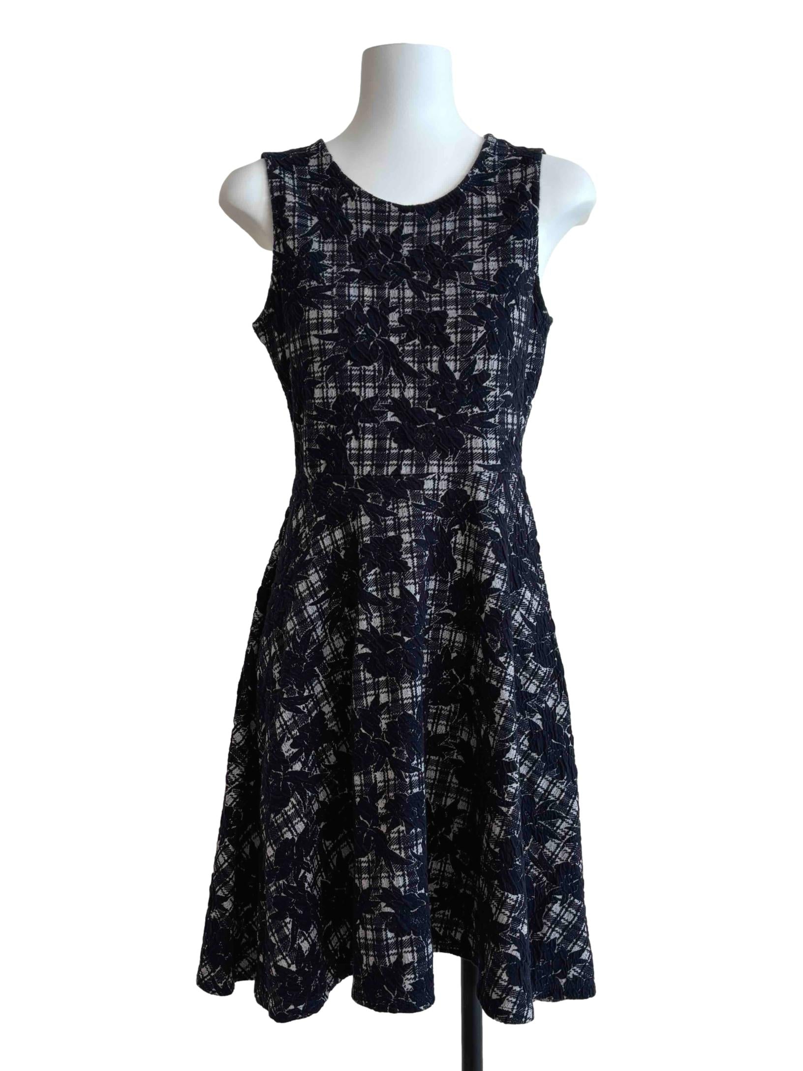 Blue Black Patterned Panel Dress CSN