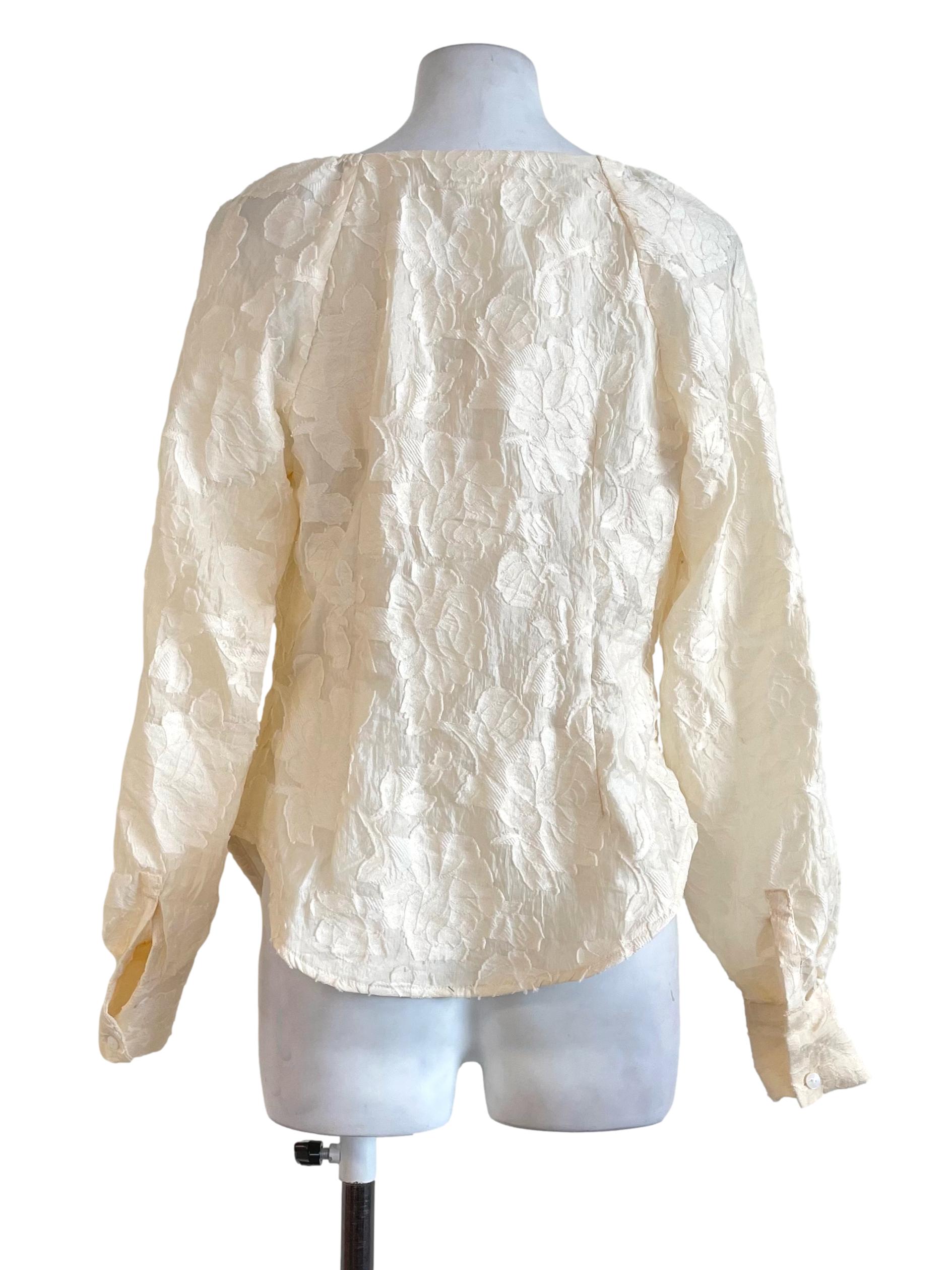 Love Bonito Cream White Floral Textured Blouse | REFASH