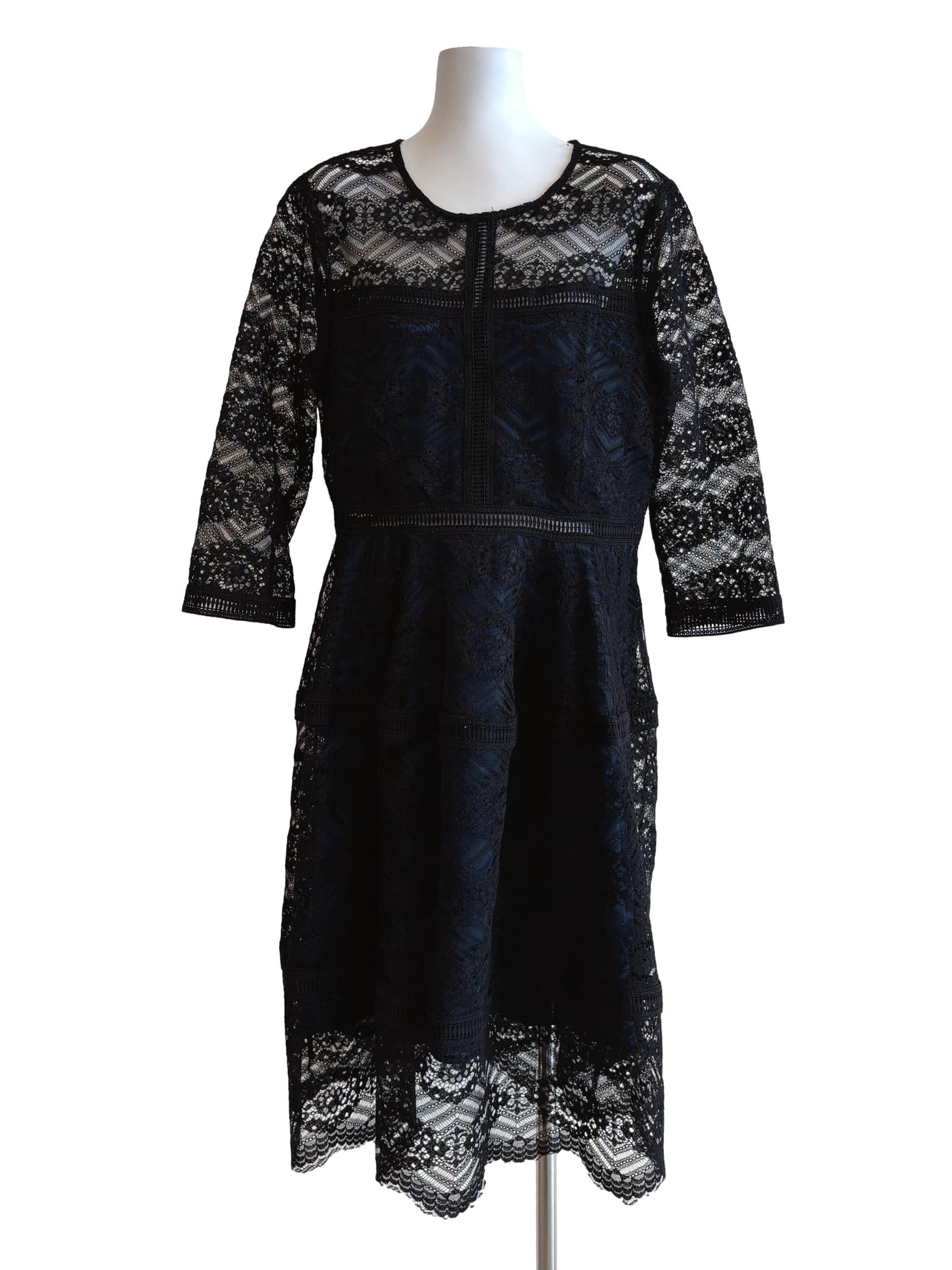 Midnight Blue Black Lace Dress