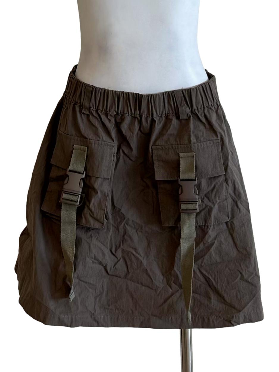 Beaver Brown Cargo Mini Skirt