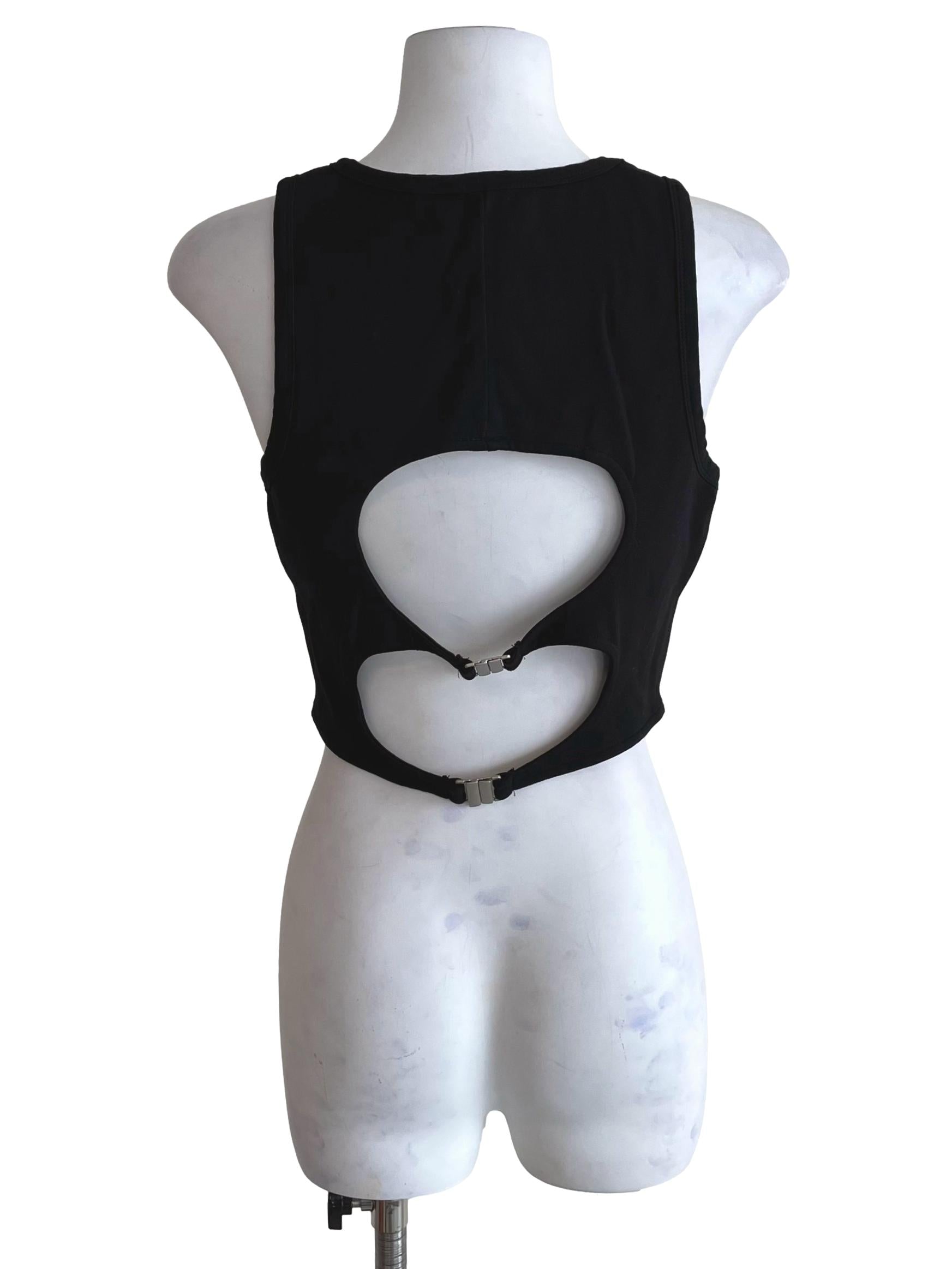 Black Buckled Open Back Crop Top