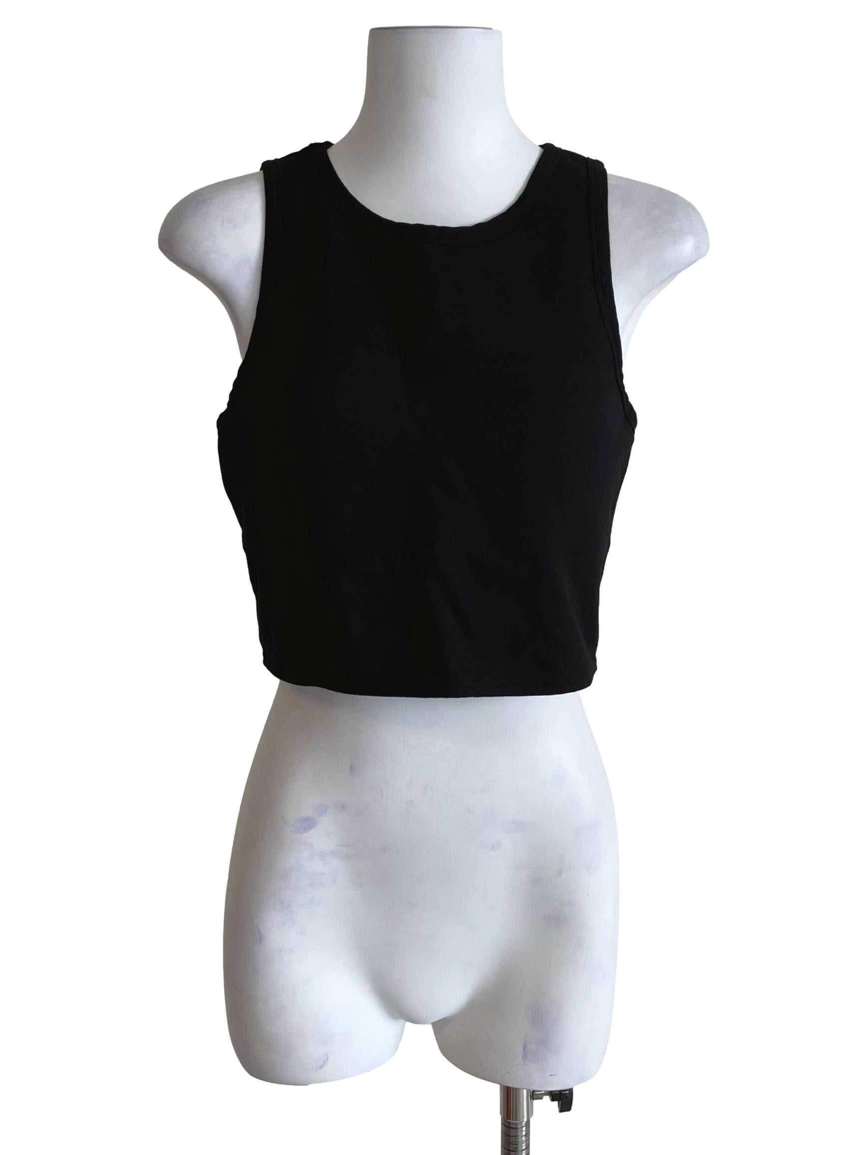 Black Buckled Open Back Crop Top