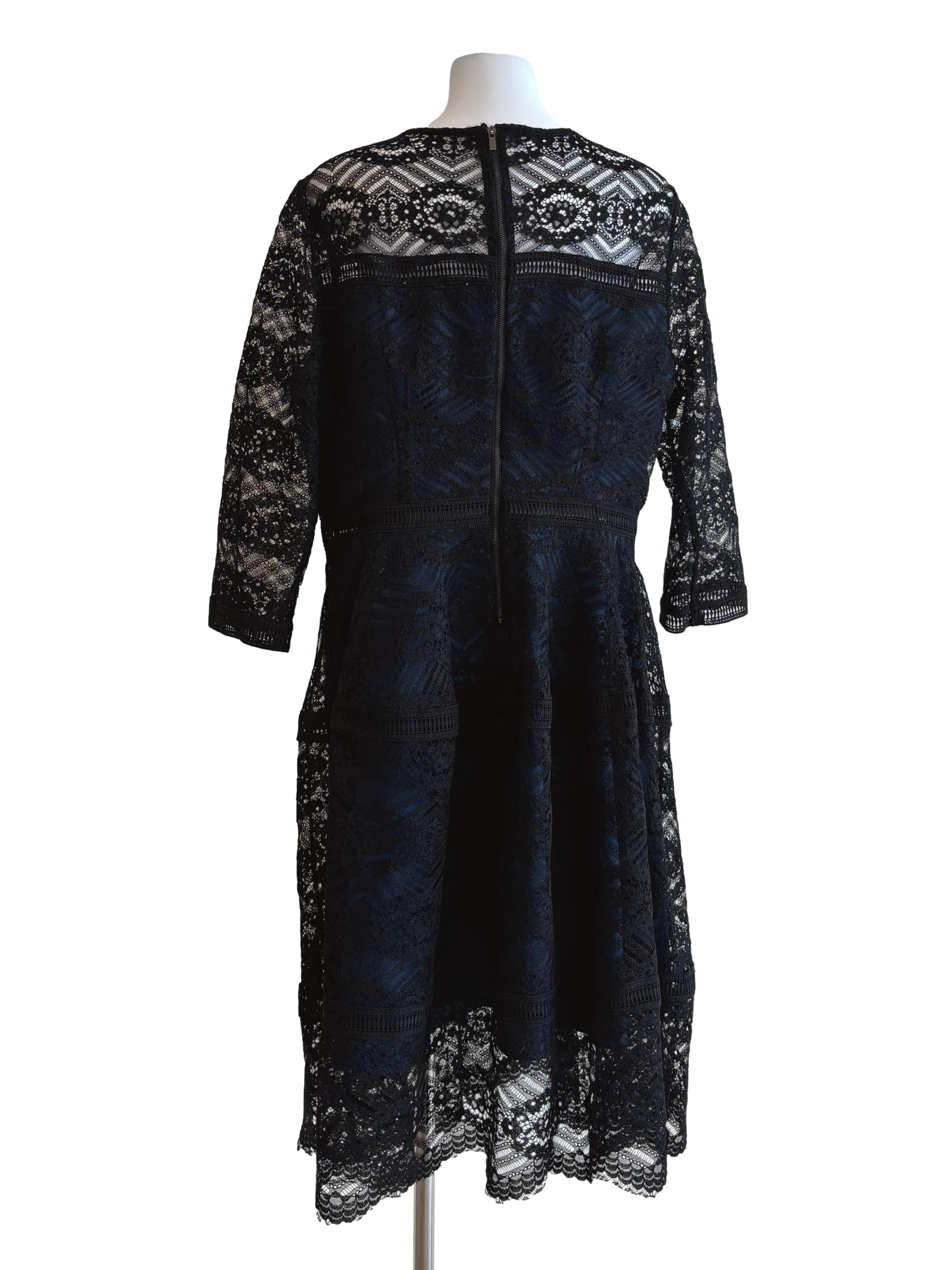 Midnight Blue Black Lace Dress
