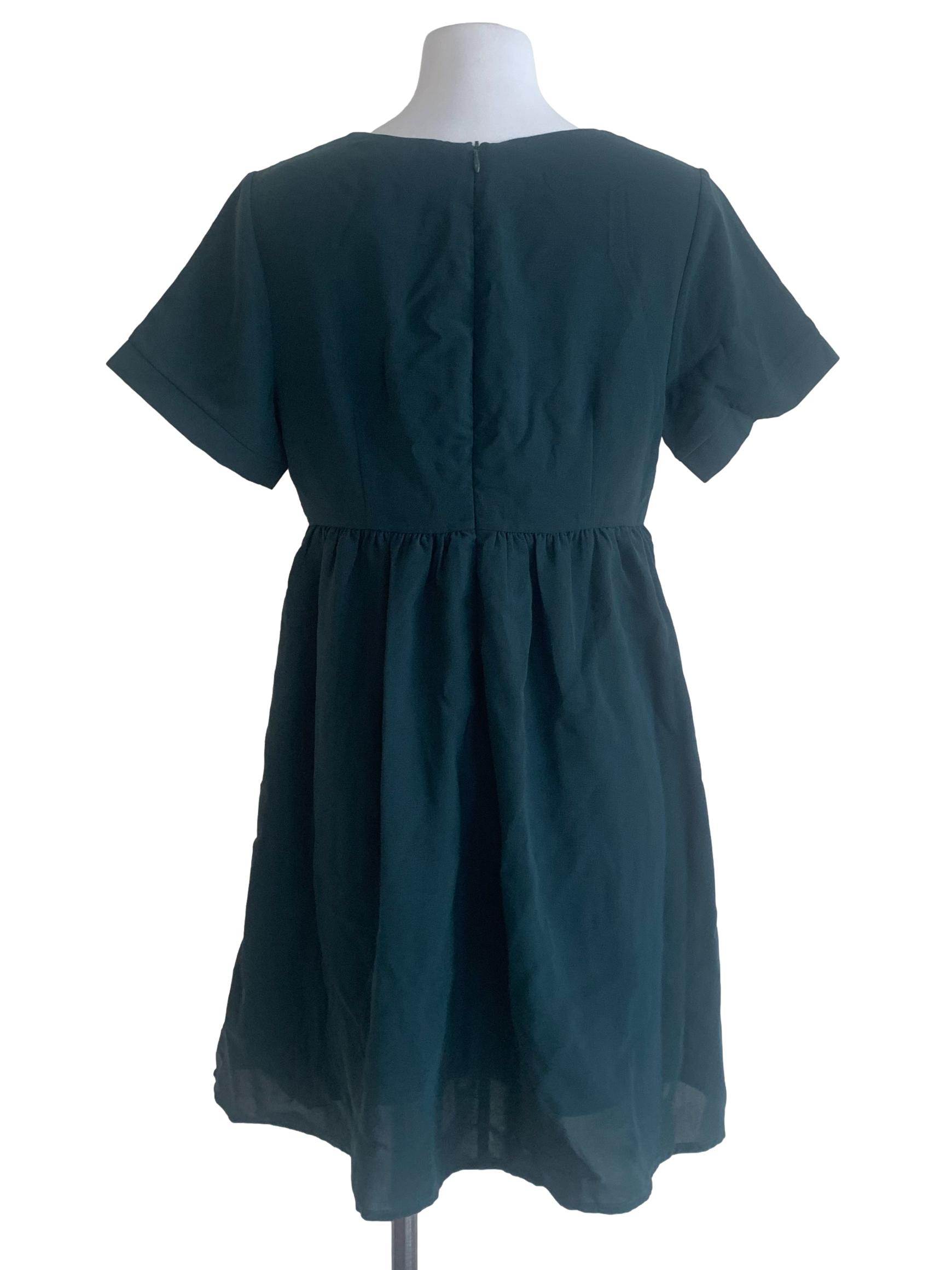 Dark Emerald Green Button Dress