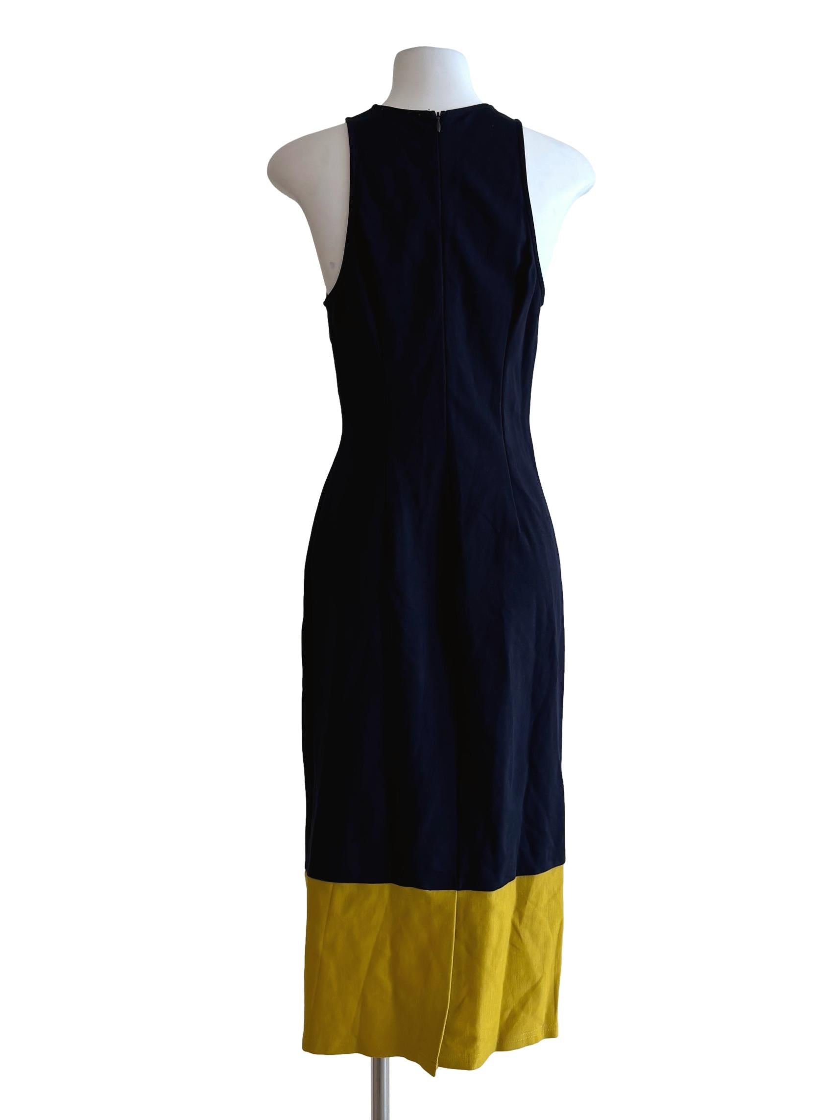 Navy Blue Mustard Yellow Bodycon Dress LB