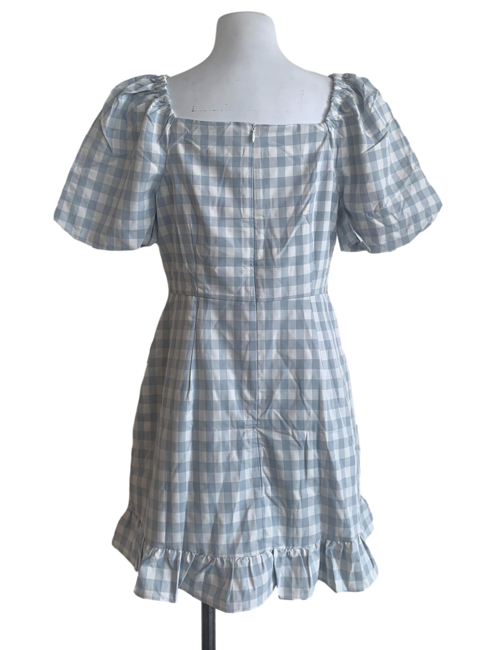 Light Blue Gingham Ruffle Romper