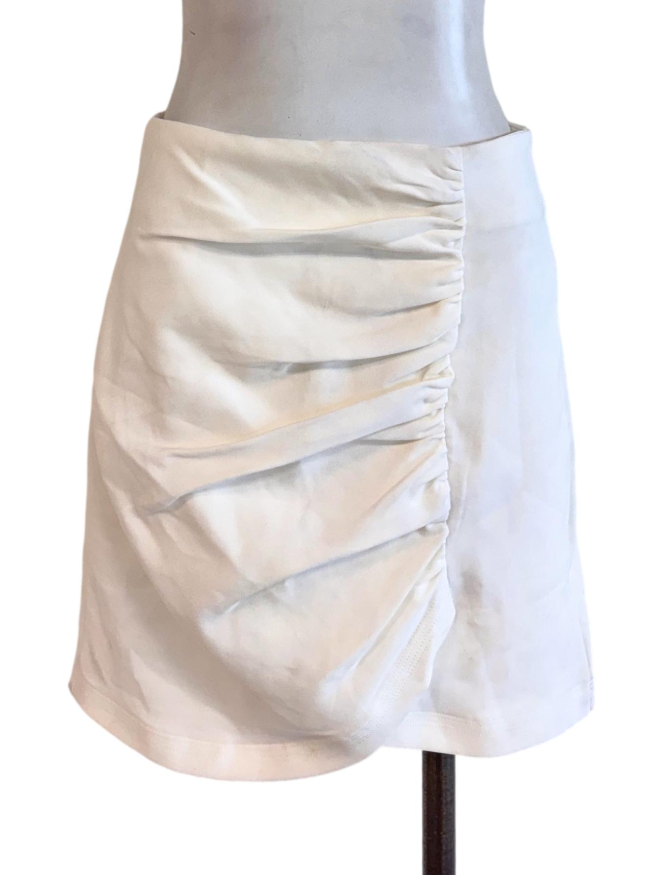 White Ruched Tulip Mini Skort