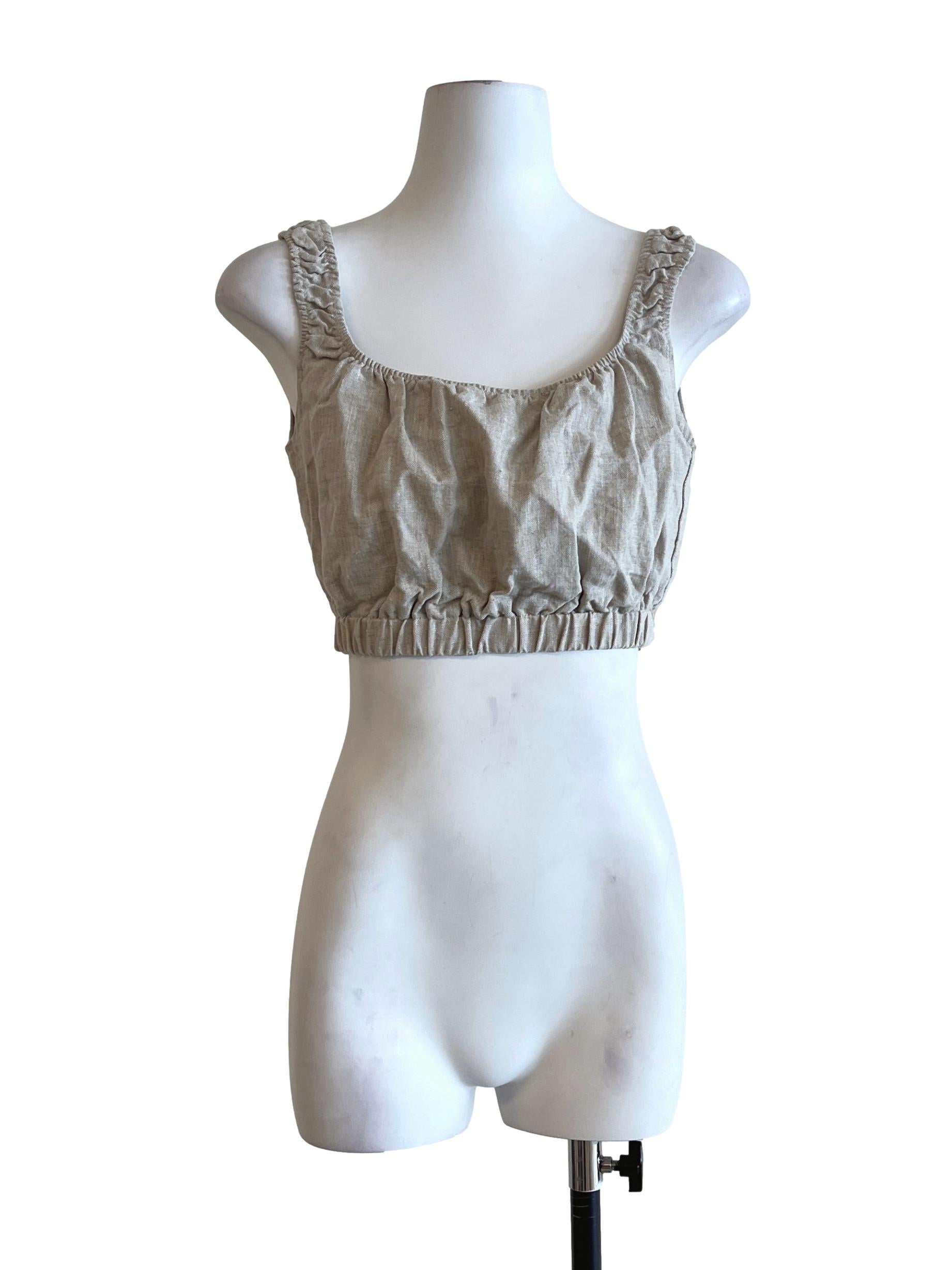 Textured Linen Crop Top OSN