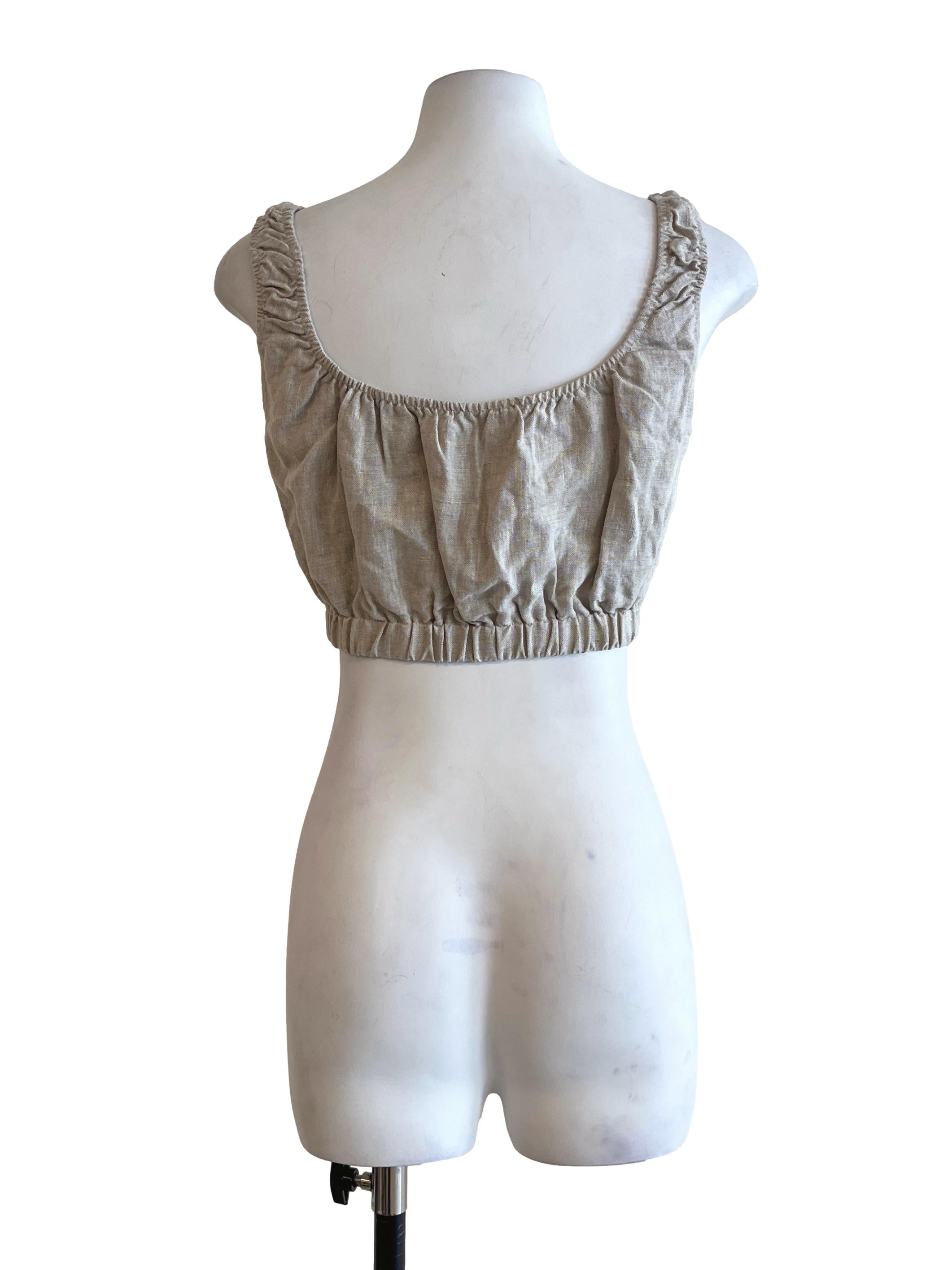 Textured Linen Crop Top OSN