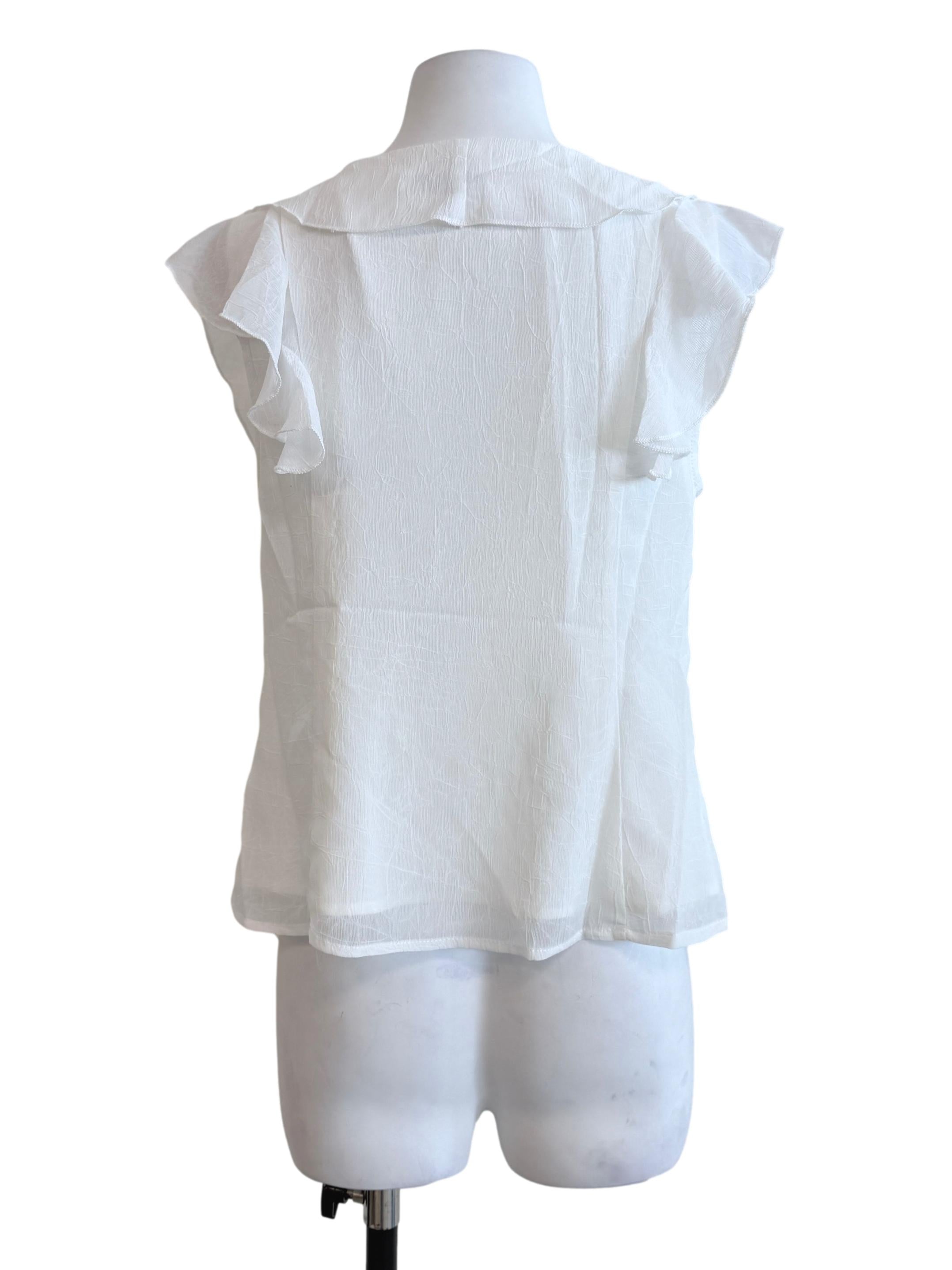 Pearl White Ruffle Sleeveless Top