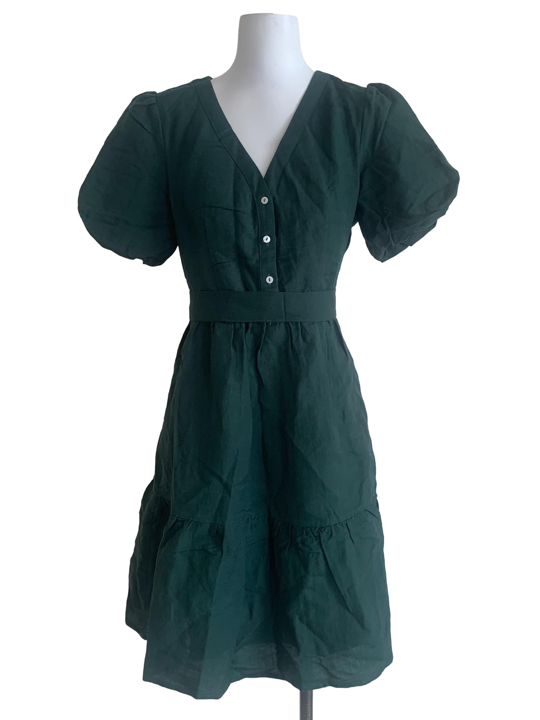 Seaweed Green Peasant Dress